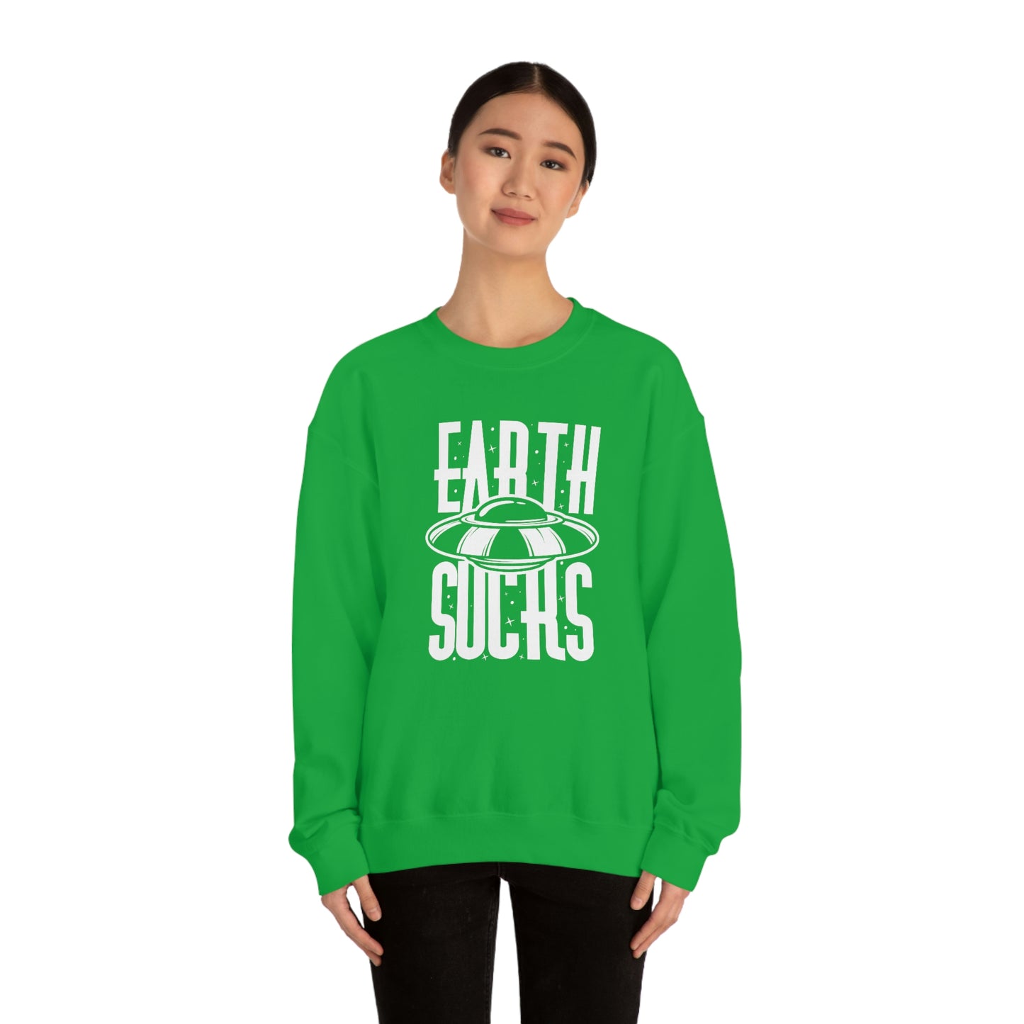 Earth Sucks White Font unisex heavy blend crewneck sweatshirt