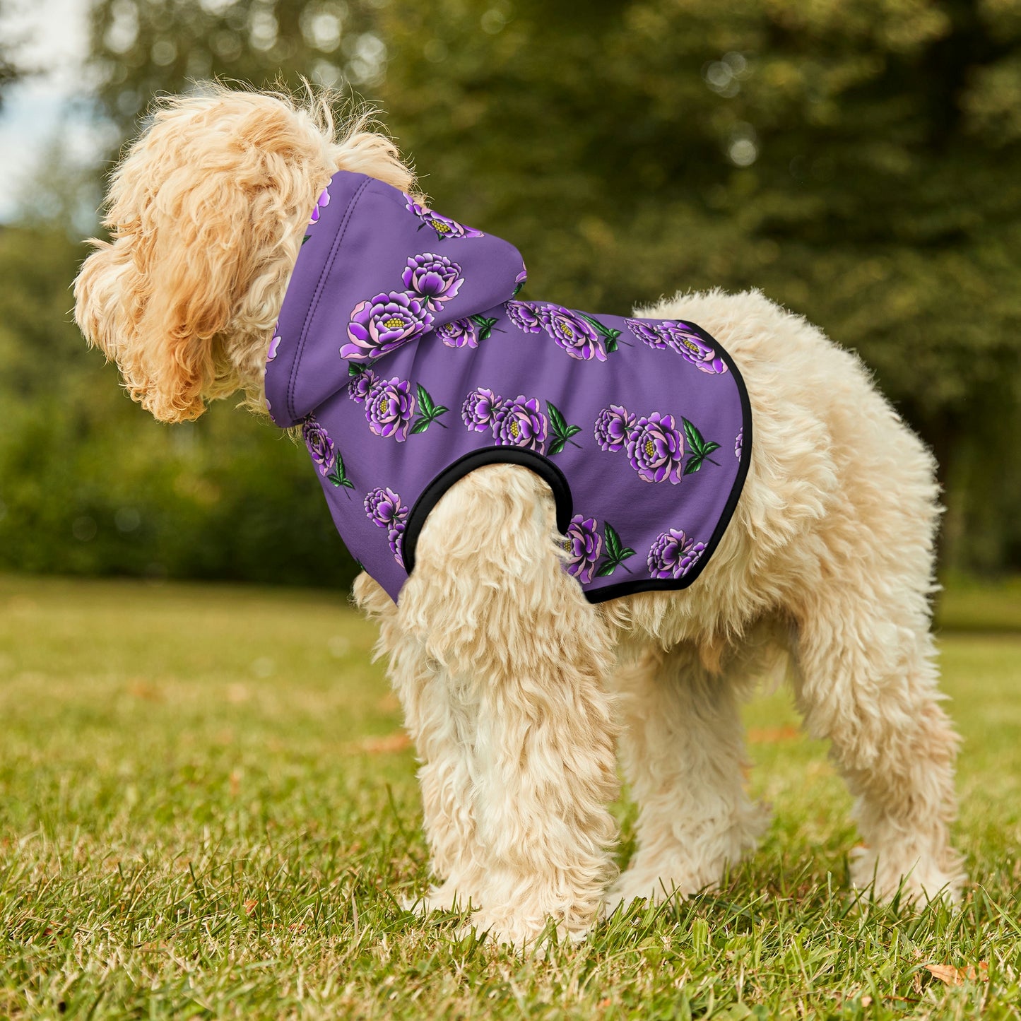 Flower Pattern Purple Dog Hoodie