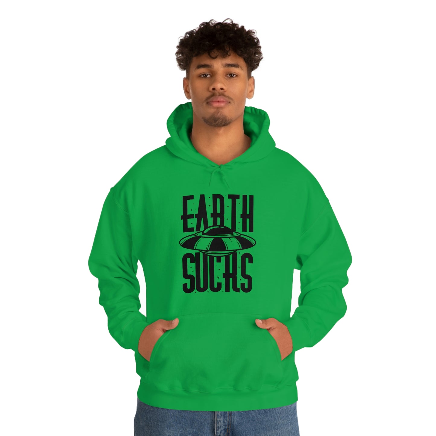 Earth Sucks Black Font Unisex Heavy Blend™ Hooded Sweatshirt