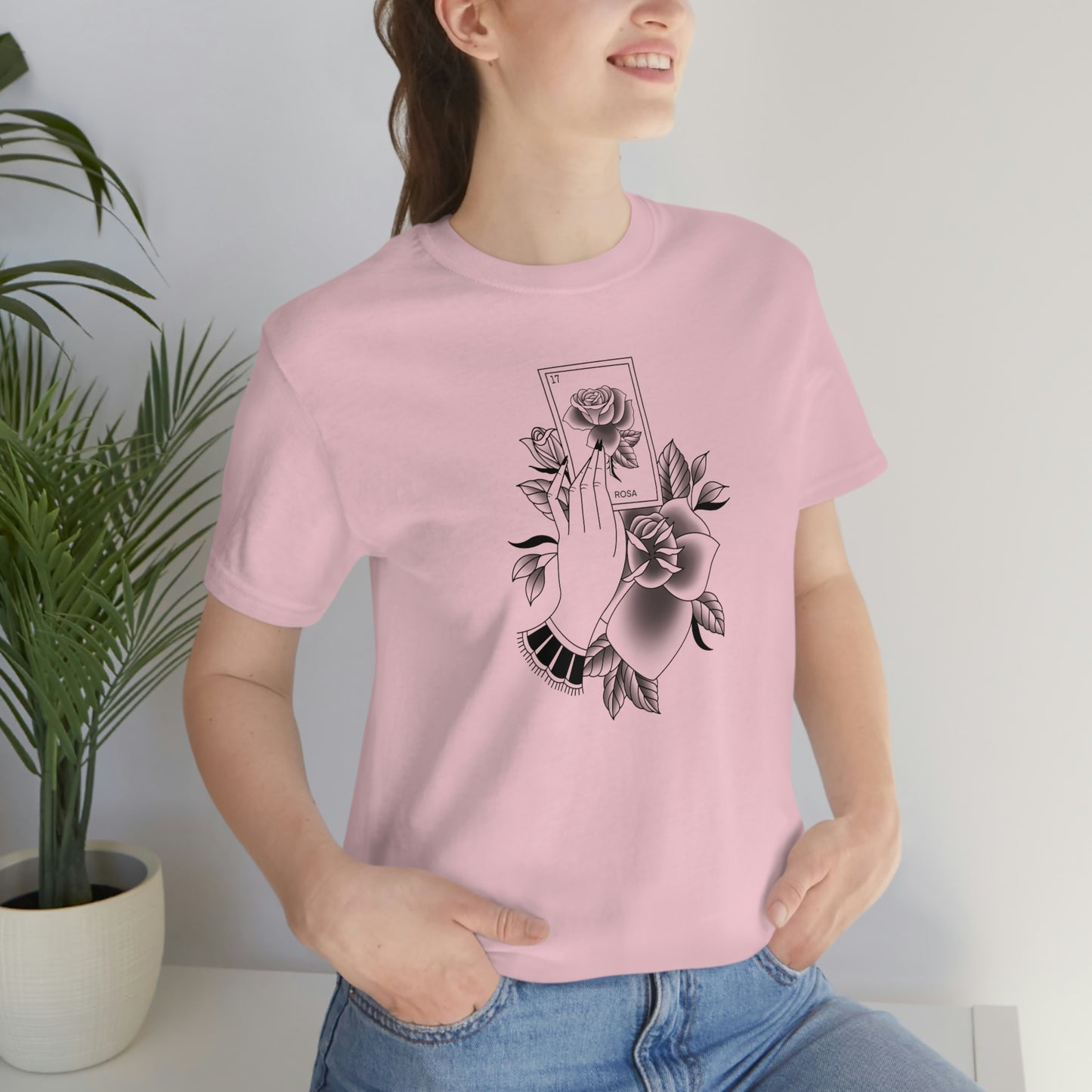 Rosa Card Black Shaded Unisex Jersey Short Sleeve Tee