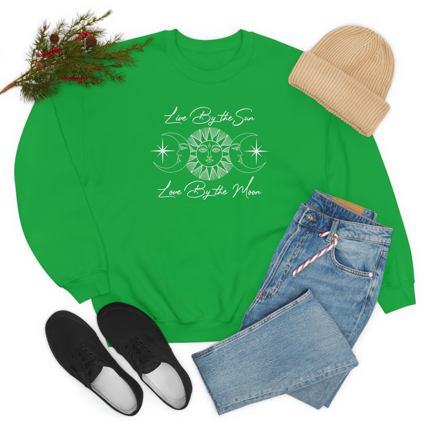 Live by The Sun White Font unisex heavy blend crewneck sweatshirt