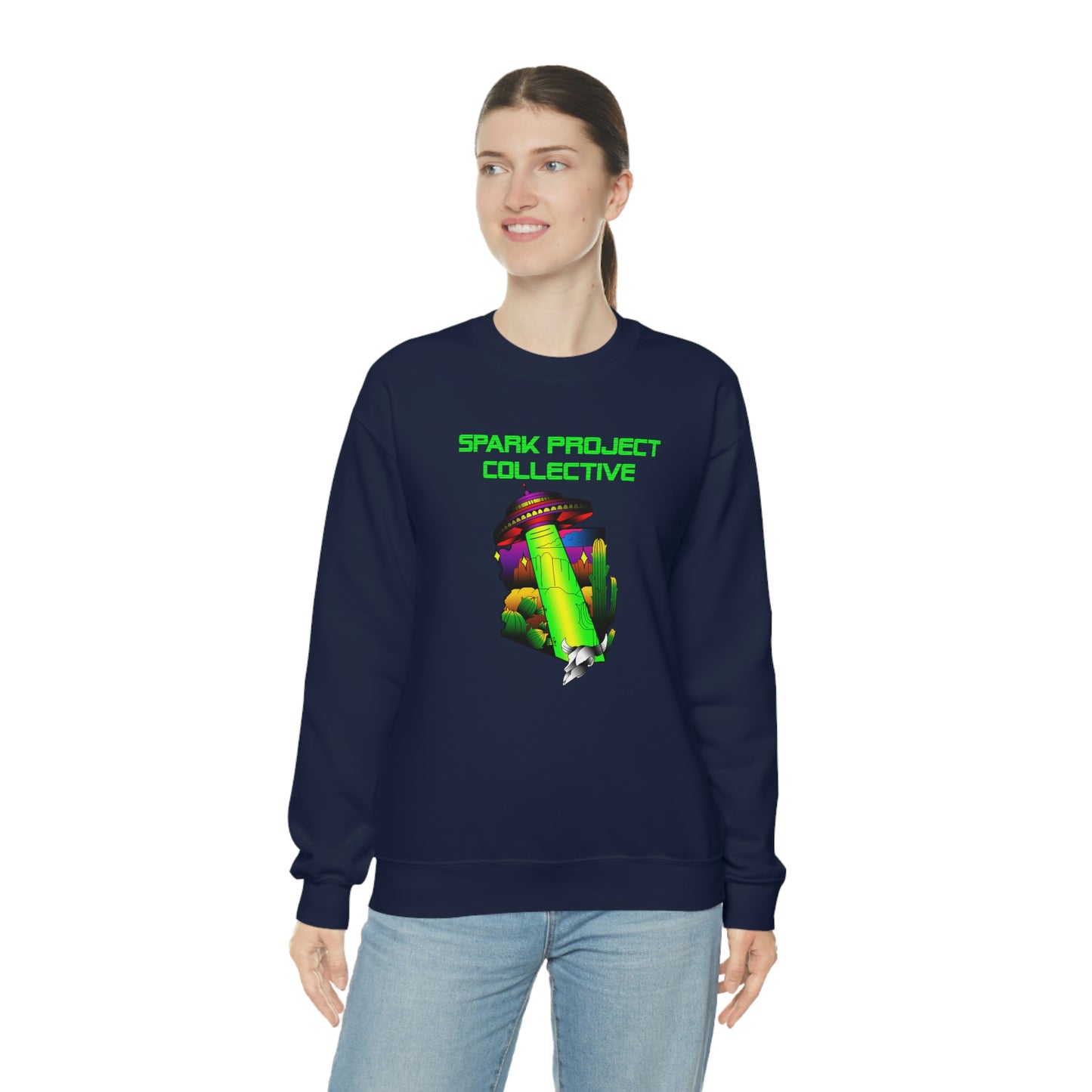 UFO Spark Green Font unisex heavy blend crewneck sweatshirt