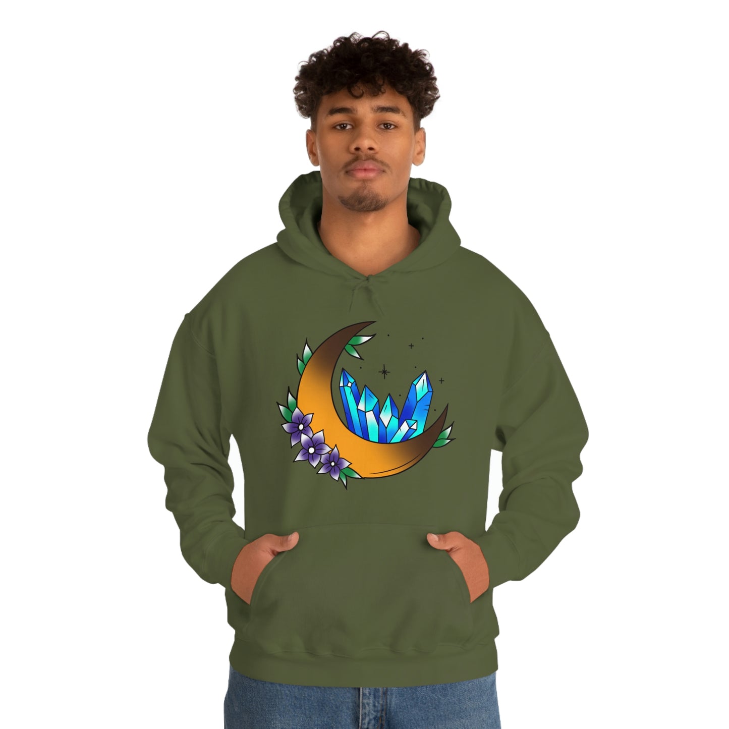 Blue Crystal Flower Unisex Heavy Blend™ Hooded Sweatshirt