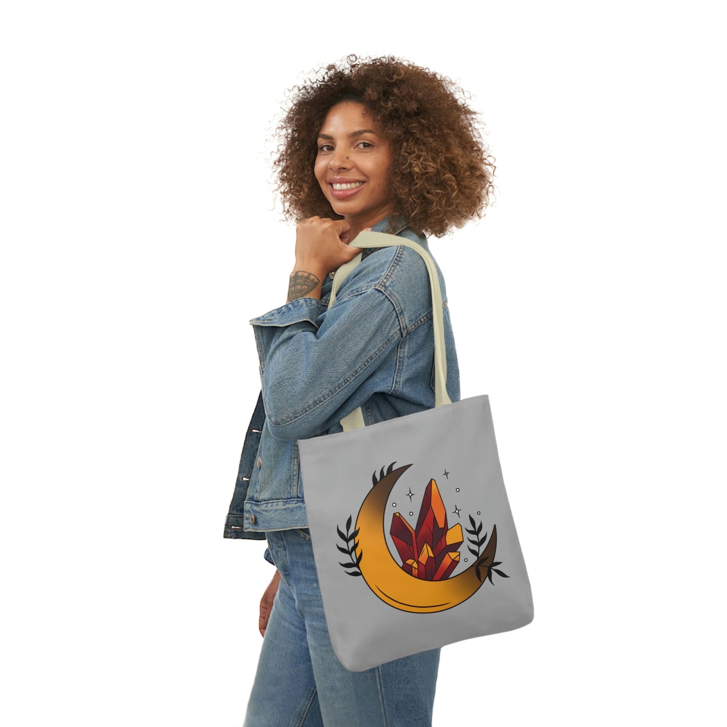 Moon and Orange Crystal AOP Polyester Canvas Tote Bag