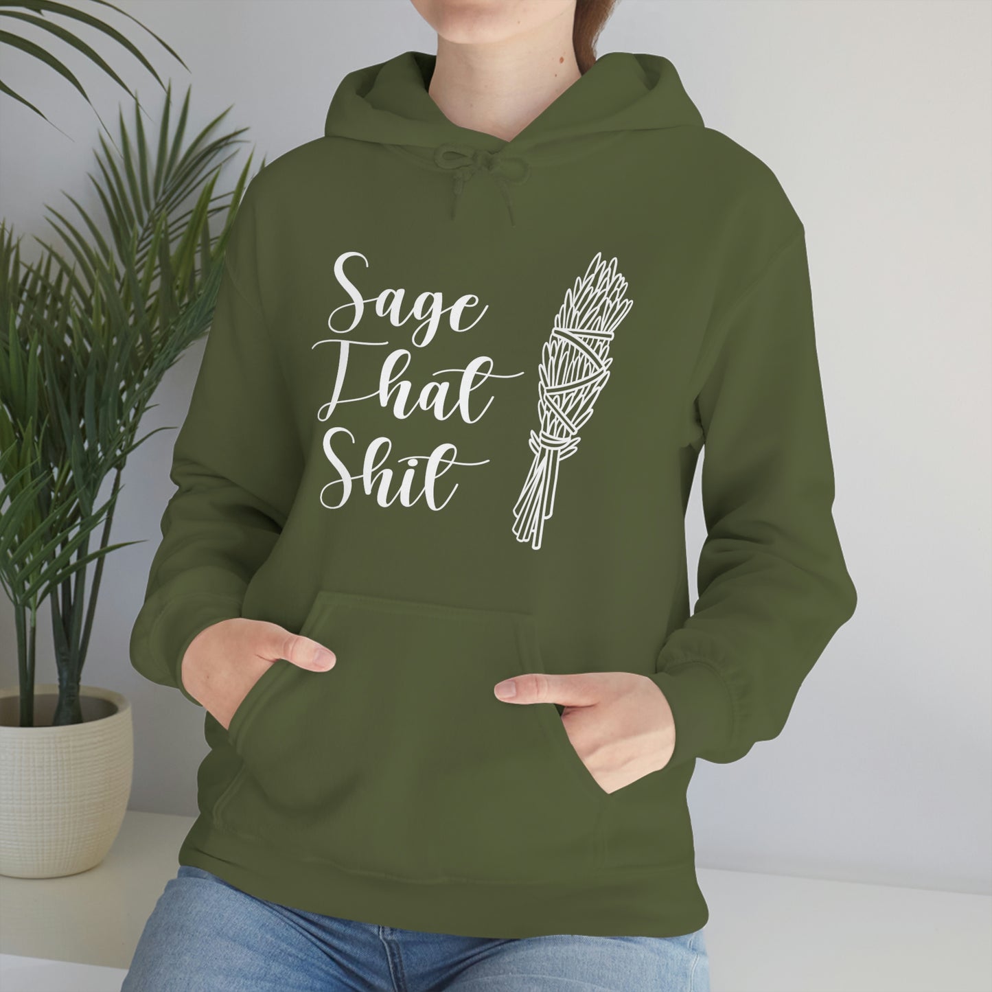 Sage That White Font Unisex Heavy Blend™ Hooded Sweatshirt