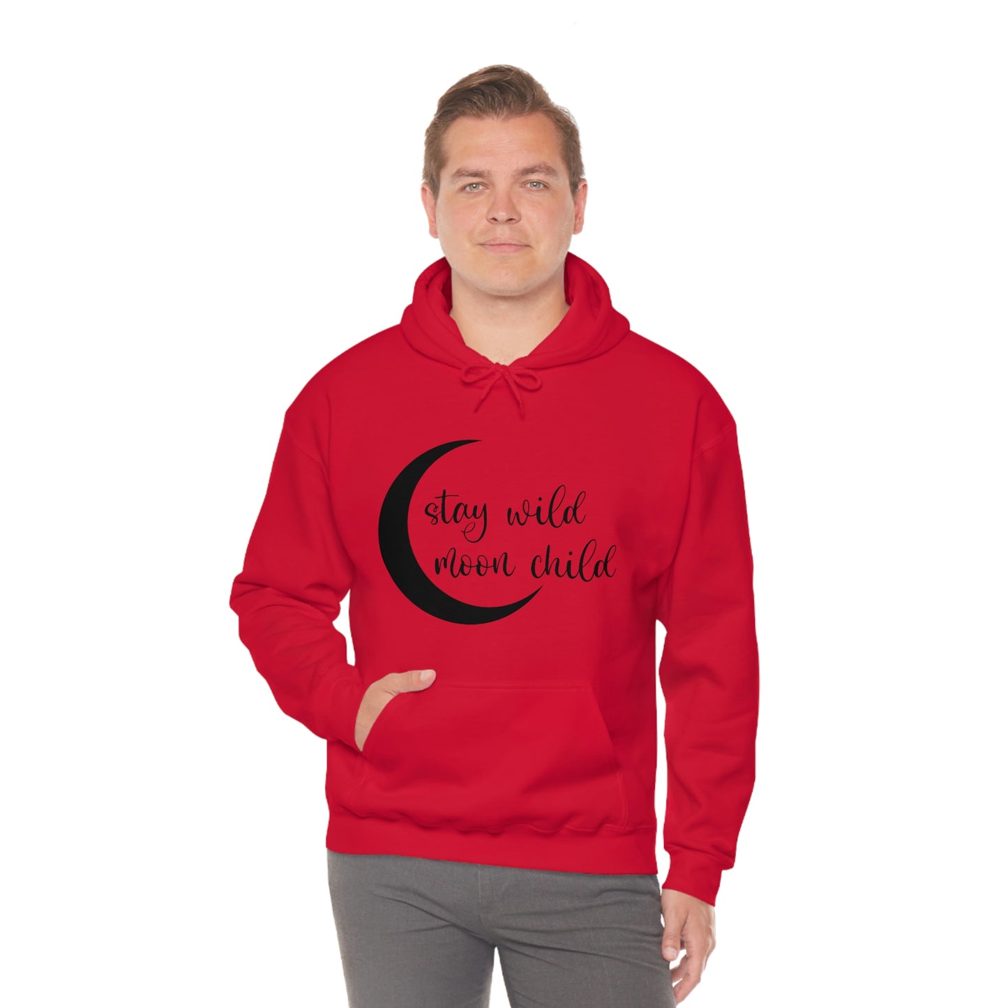 Stay Wild Moon Child Black Font Unisex Heavy Blend™ Hooded Sweatshirt