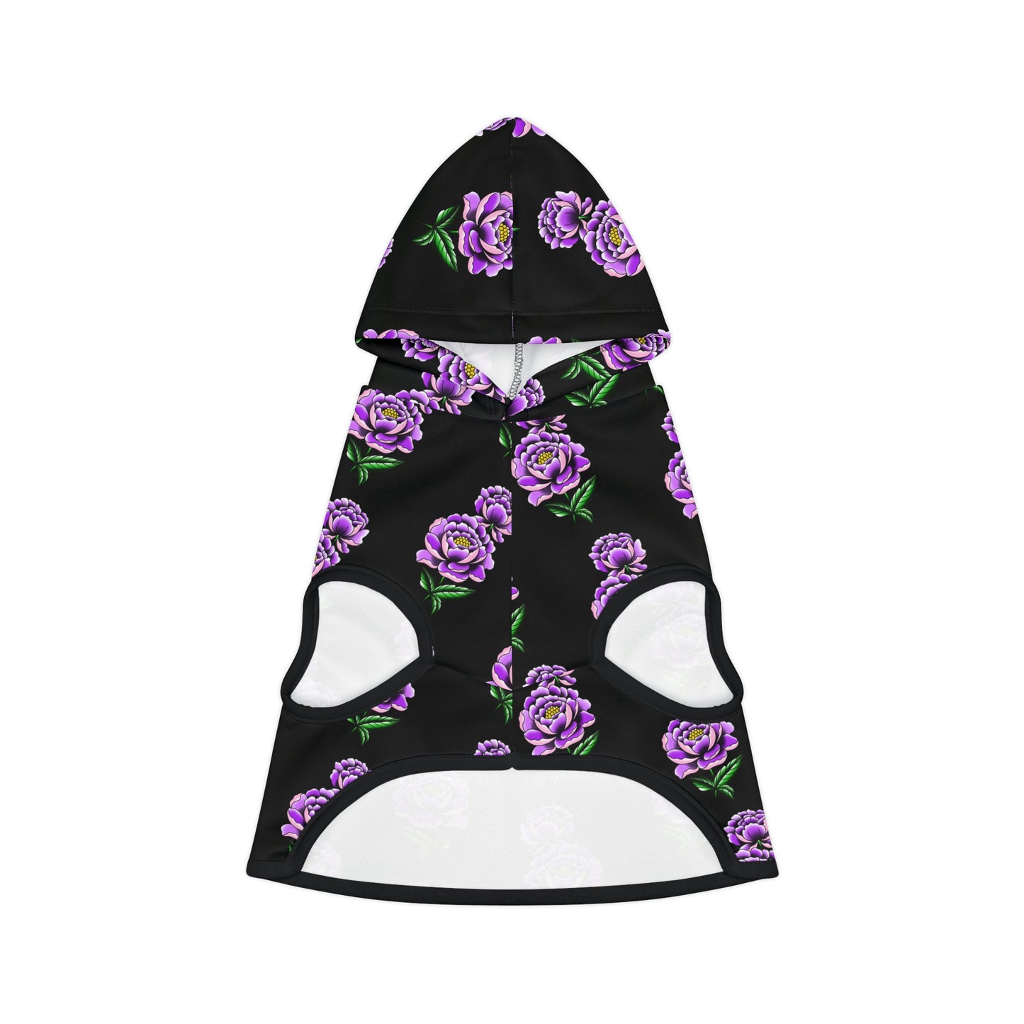 Flower Pattern Black Dog Hoodie