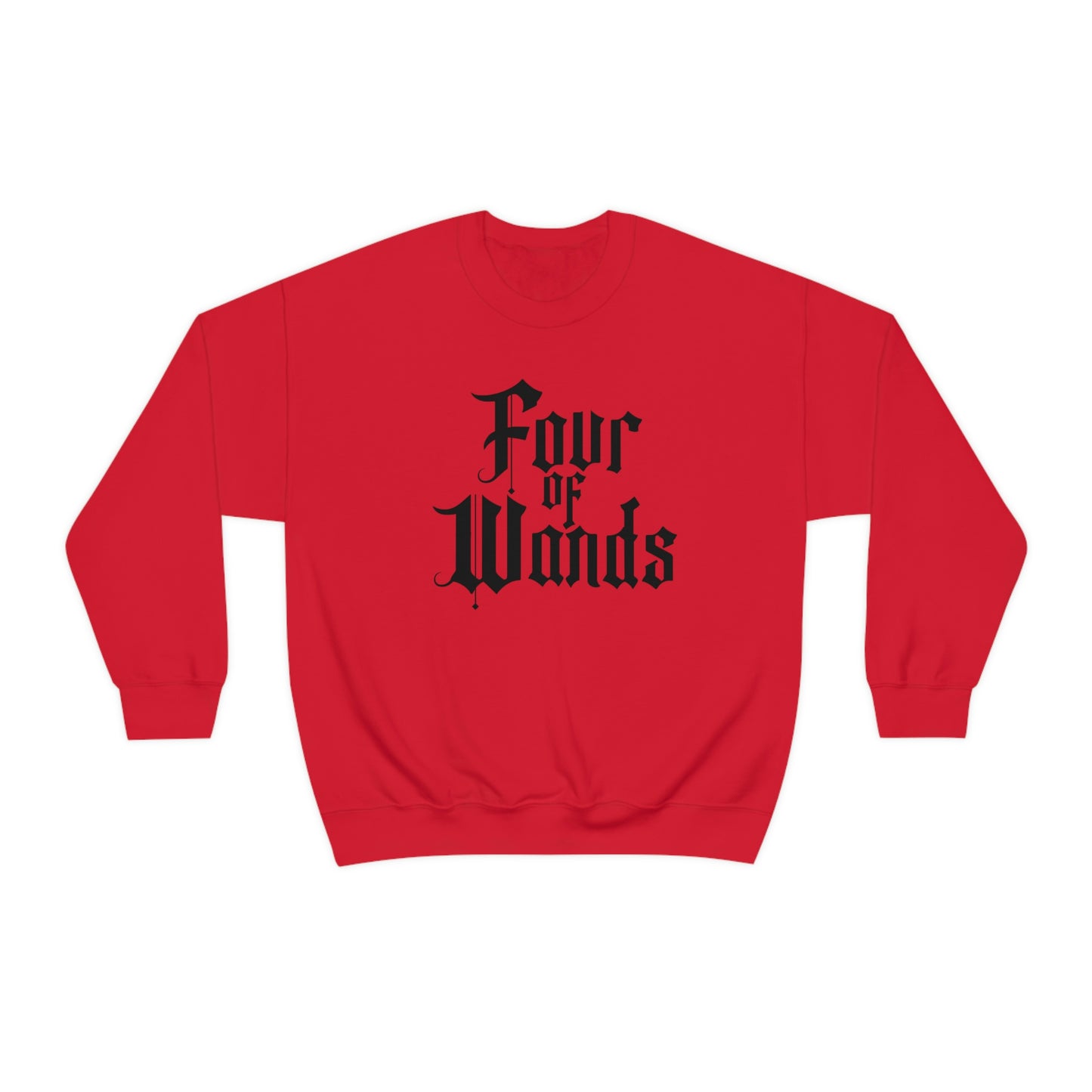 Four of Wands Black Logo White unisex heavy blend crewneck sweatshirt