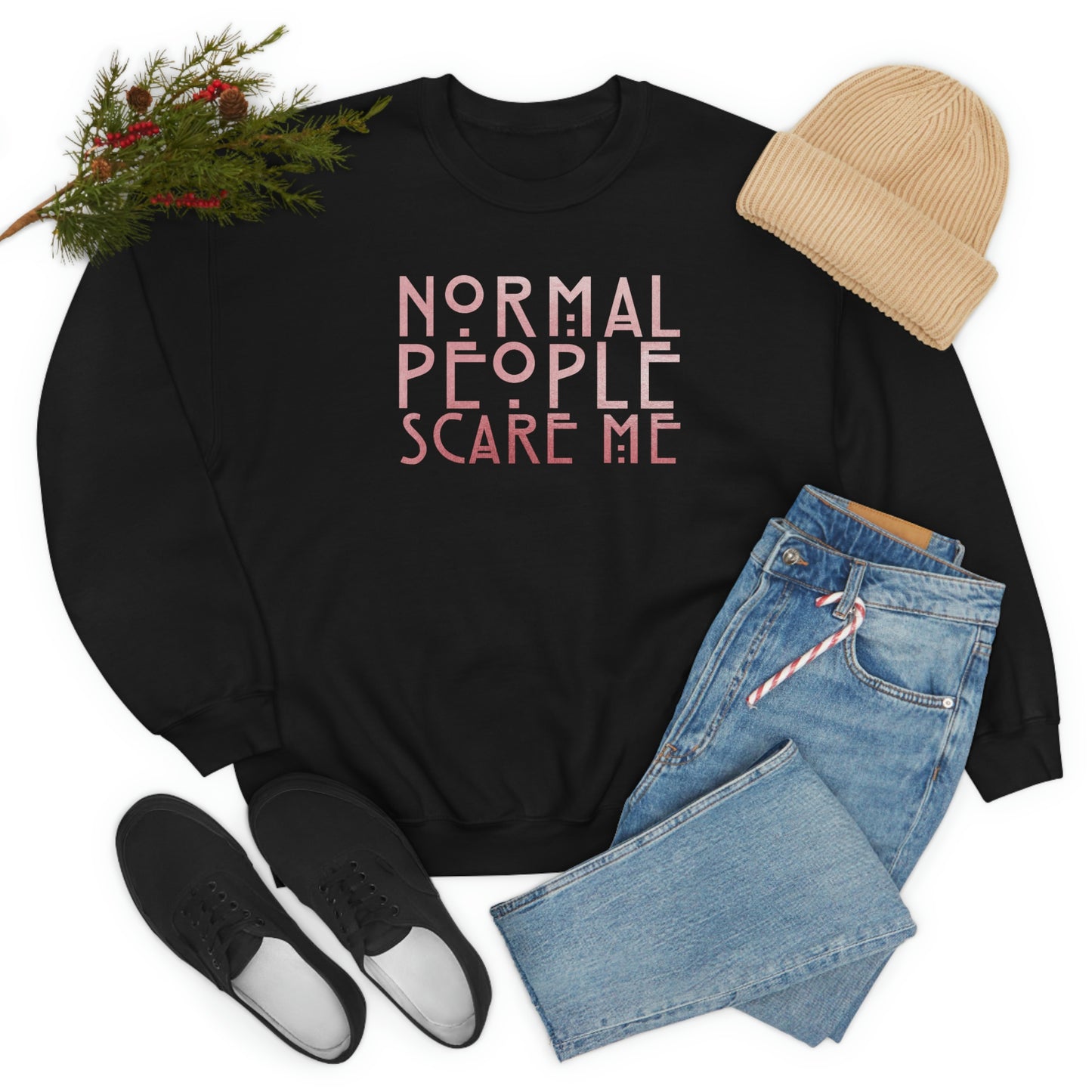 Normal People Scare Me Pink unisex heavy blend crewneck sweatshirt