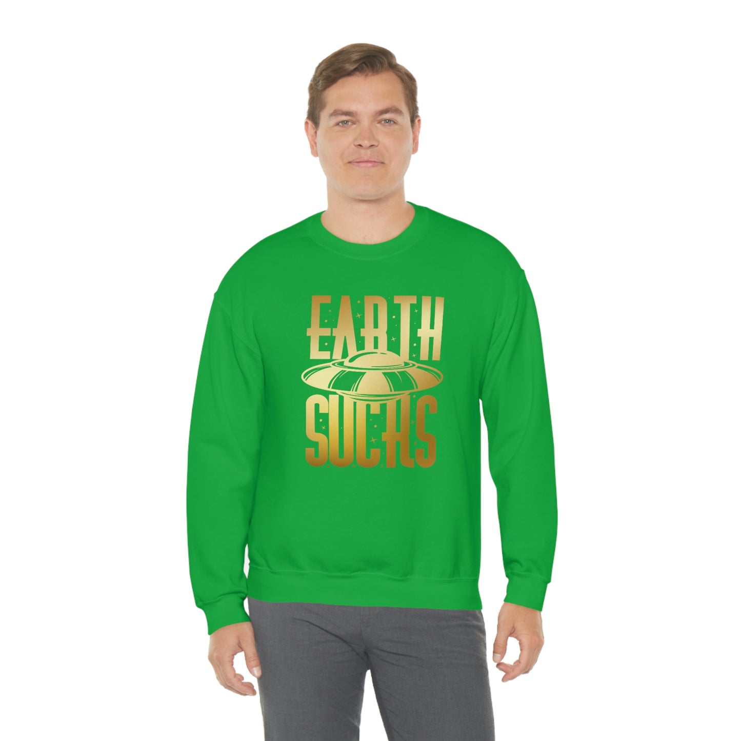 Earth Sucks Gold Font unisex heavy blend crewneck sweatshirt