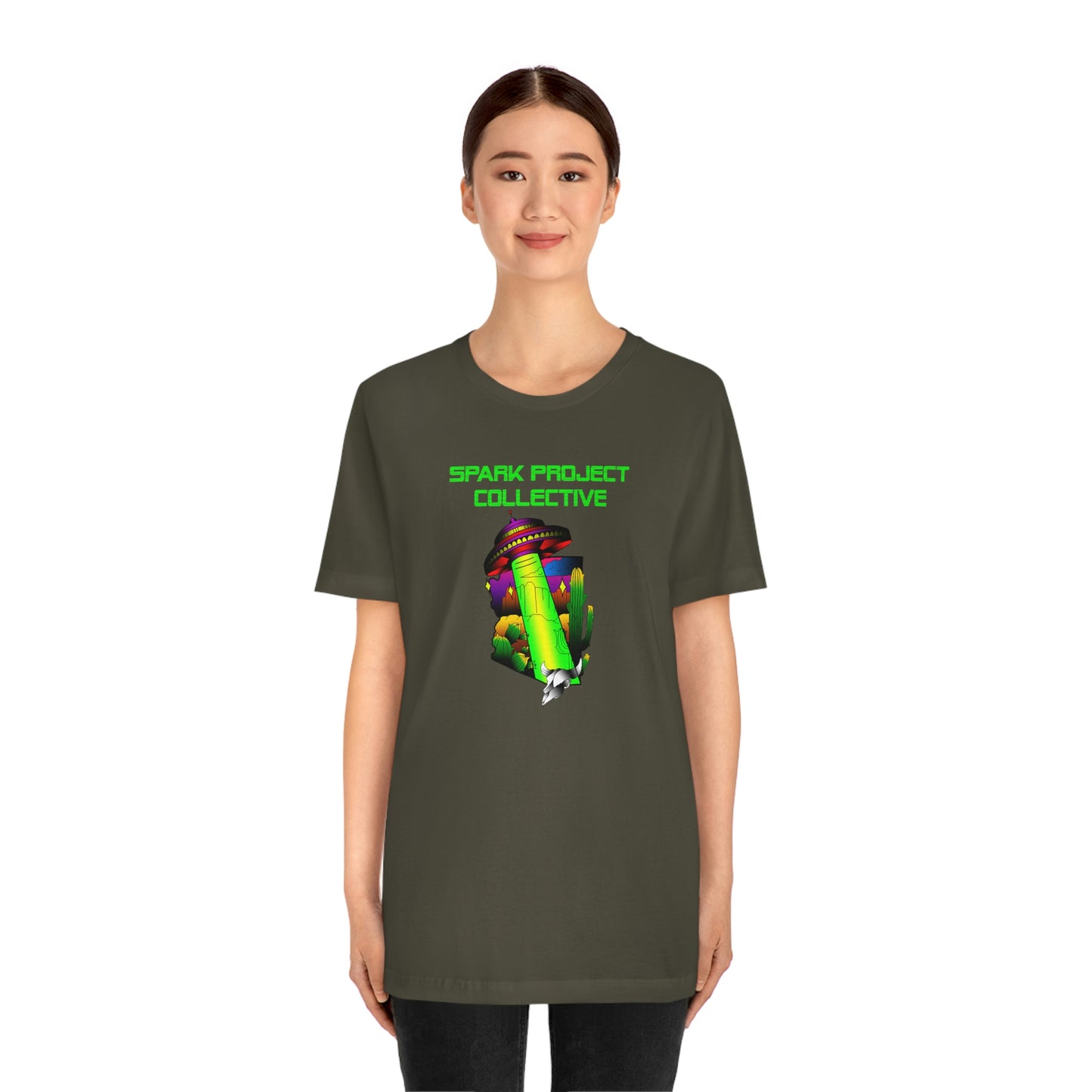 UFO Spark Green Font unisex jersey short sleeve tee