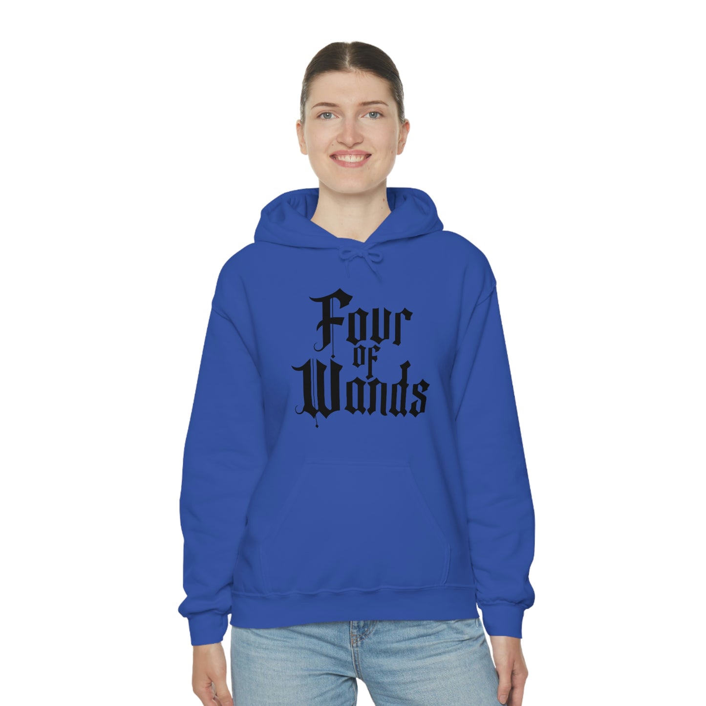 Four of Wands Black Logo Unisex Heavy Blend™ Hooded Sweatshirt