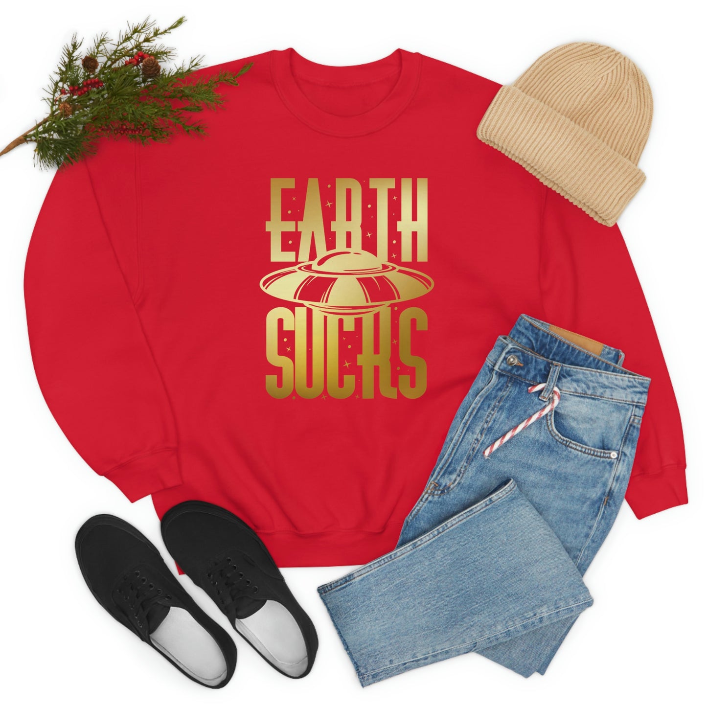 Earth Sucks Gold Font unisex heavy blend crewneck sweatshirt