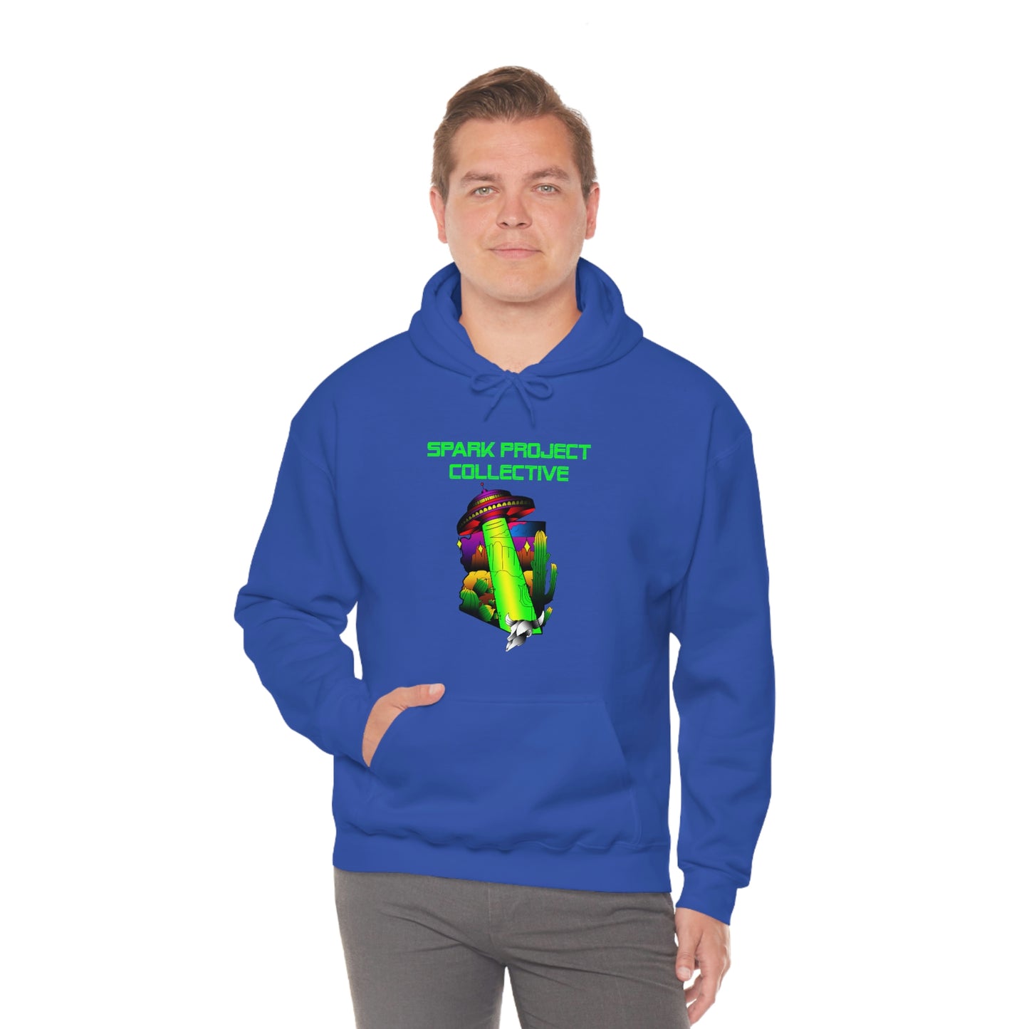 UFO Spark Green Font Unisex Heavy Blend™ Hooded Sweatshirt