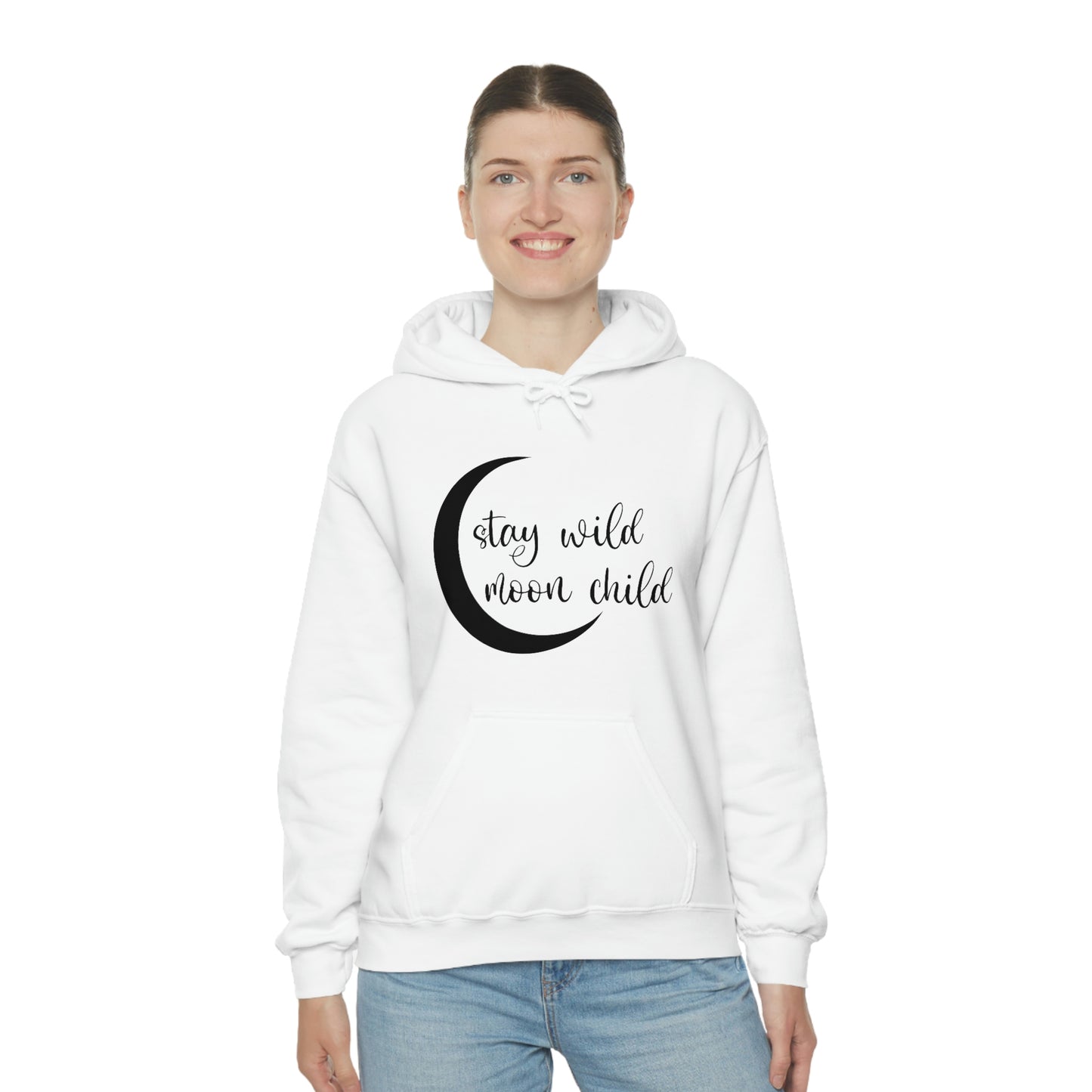 Stay Wild Moon Child Black Font Unisex Heavy Blend™ Hooded Sweatshirt