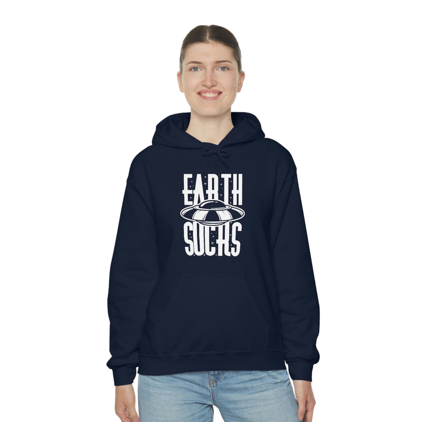 Earth Sucks White Font Unisex Heavy Blend™ Hooded Sweatshirt