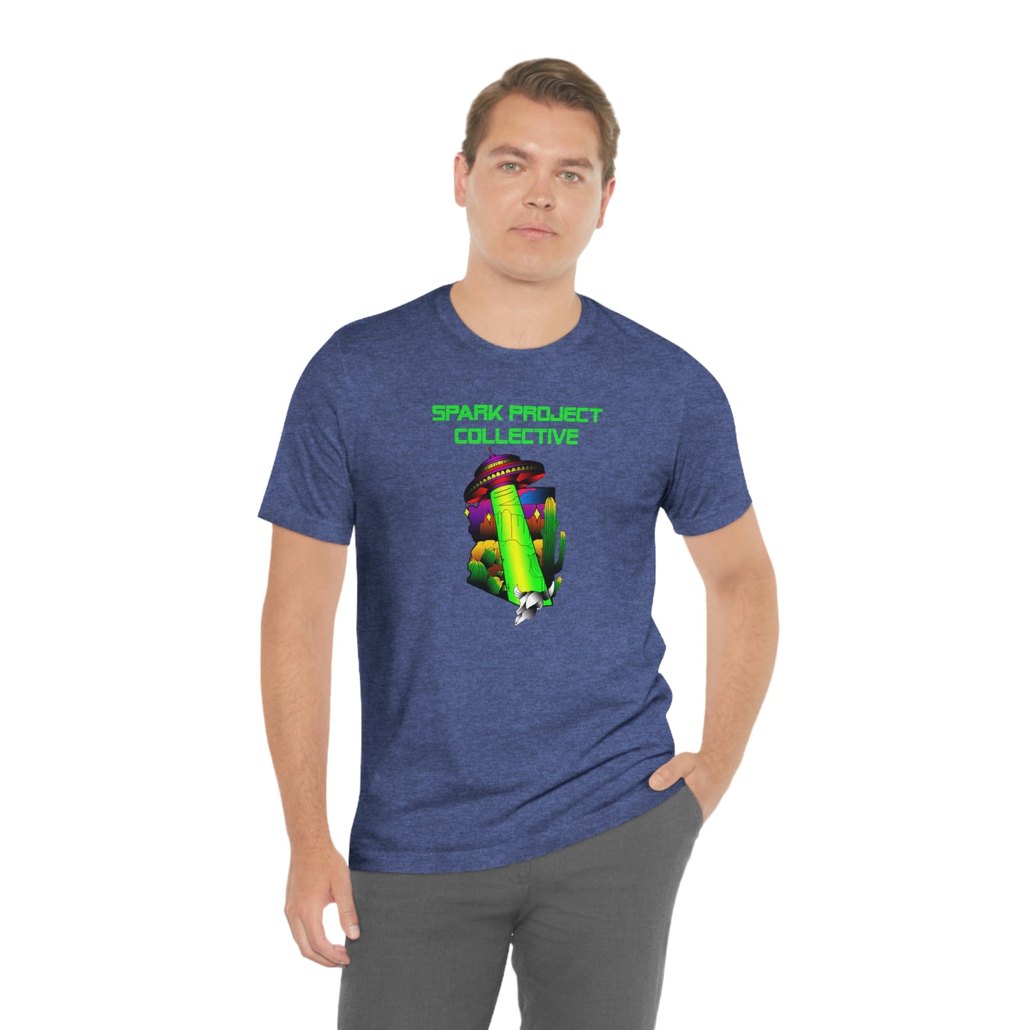 UFO Spark Green Font unisex jersey short sleeve tee