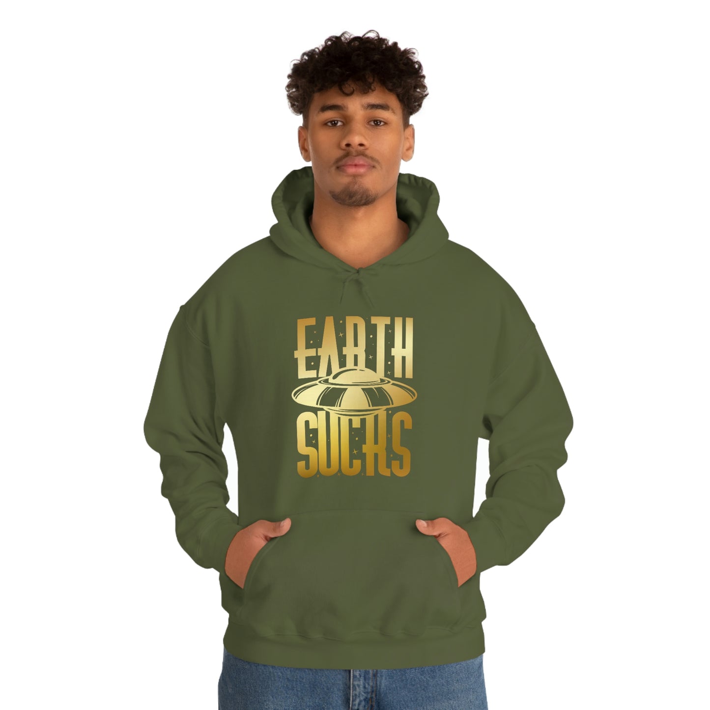 Earth Sucks Gold Font Unisex Heavy Blend™ Hooded Sweatshirt