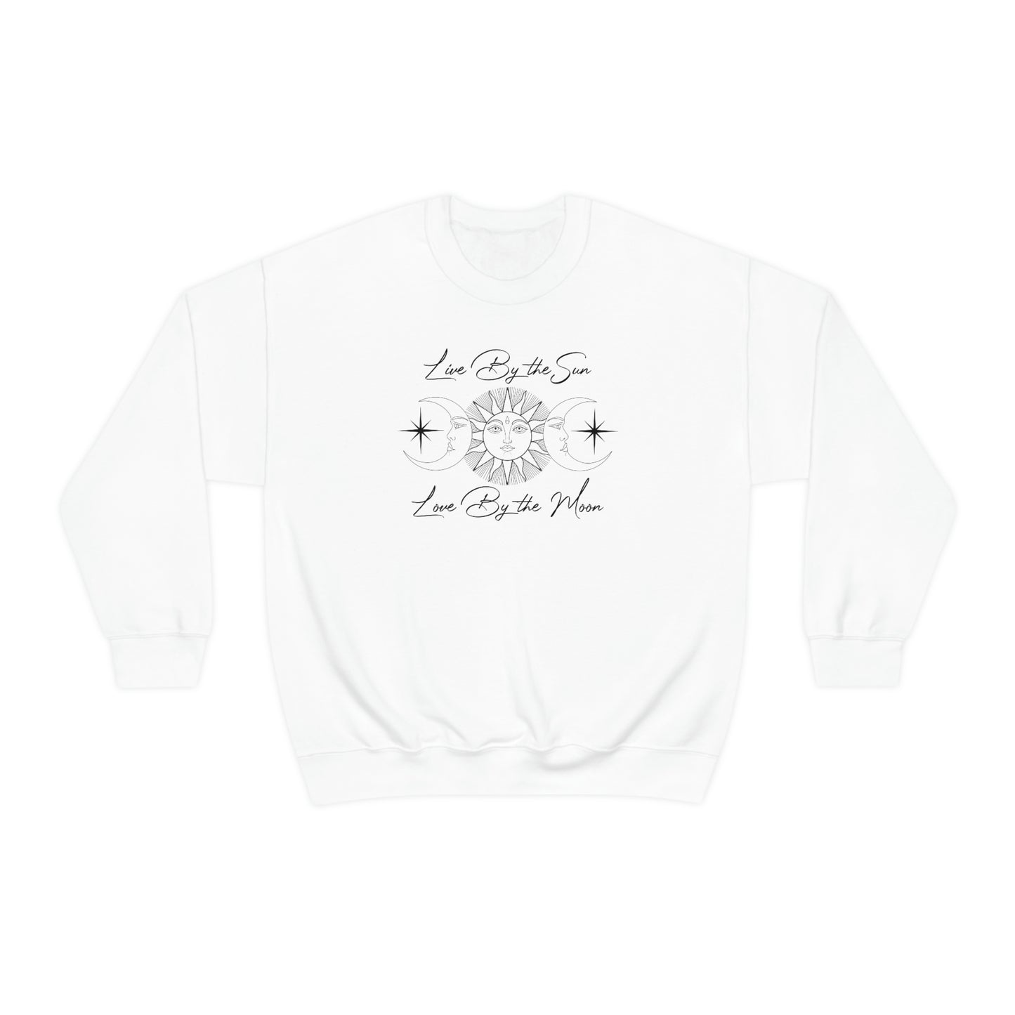 Live By The Sun Black Font White unisex heavy blend crewneck sweatshirt