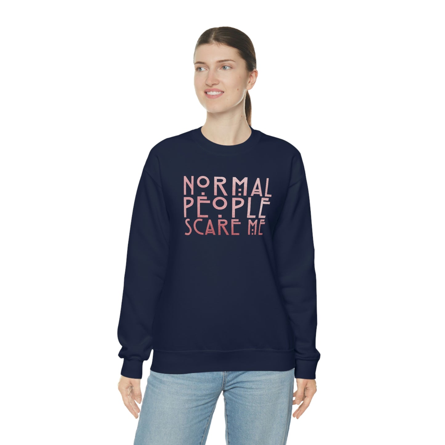 Normal People Scare Me Pink unisex heavy blend crewneck sweatshirt