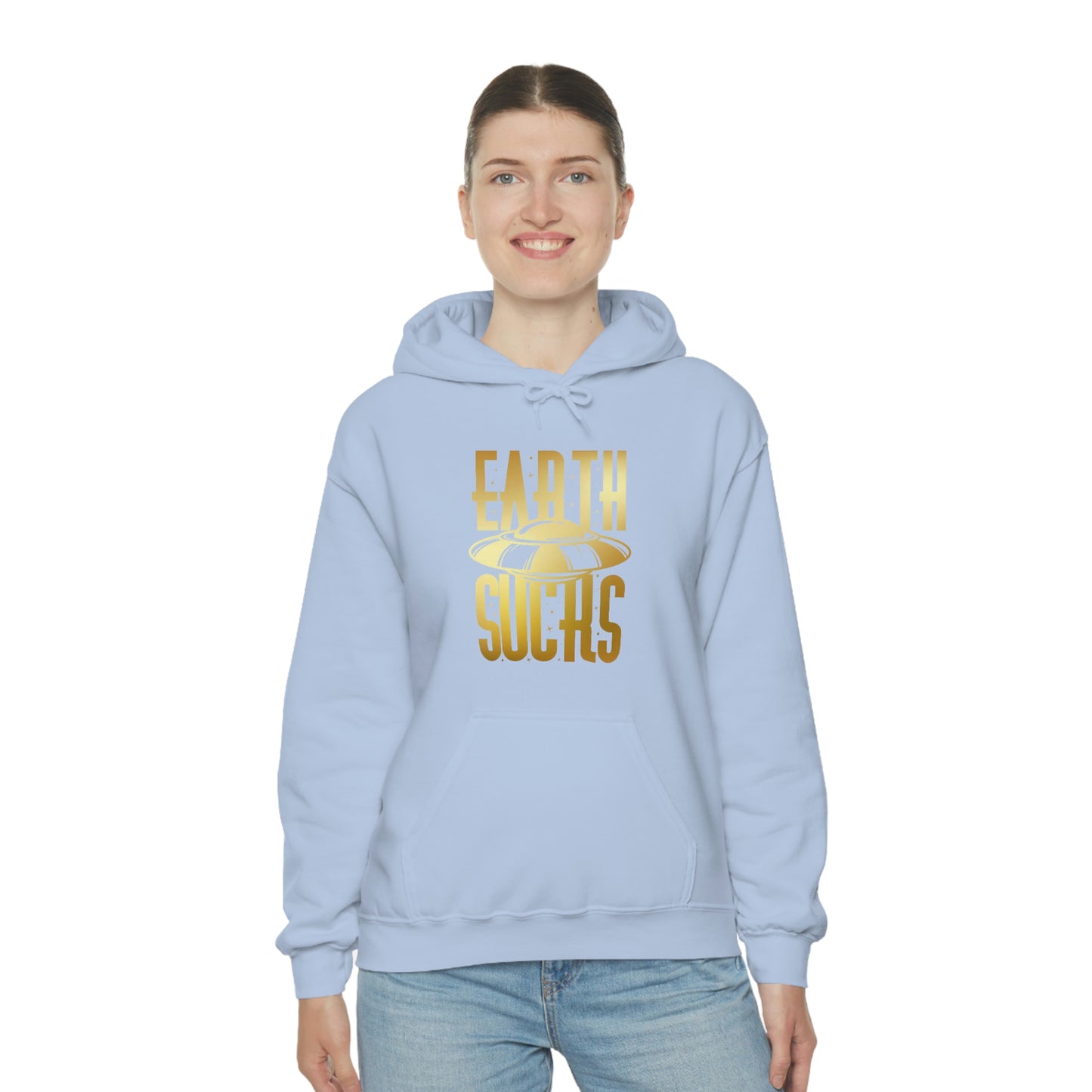 Earth Sucks Gold Font Unisex Heavy Blend™ Hooded Sweatshirt