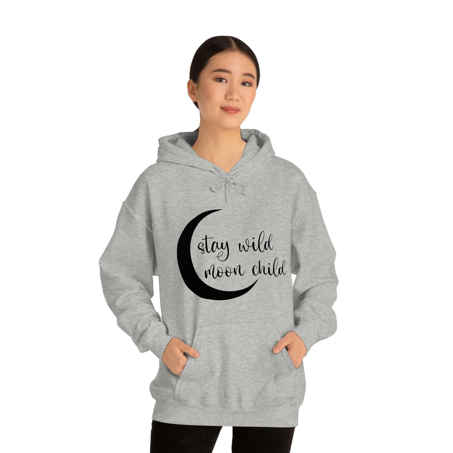 Stay Wild Moon Child Black Font Unisex Heavy Blend™ Hooded Sweatshirt