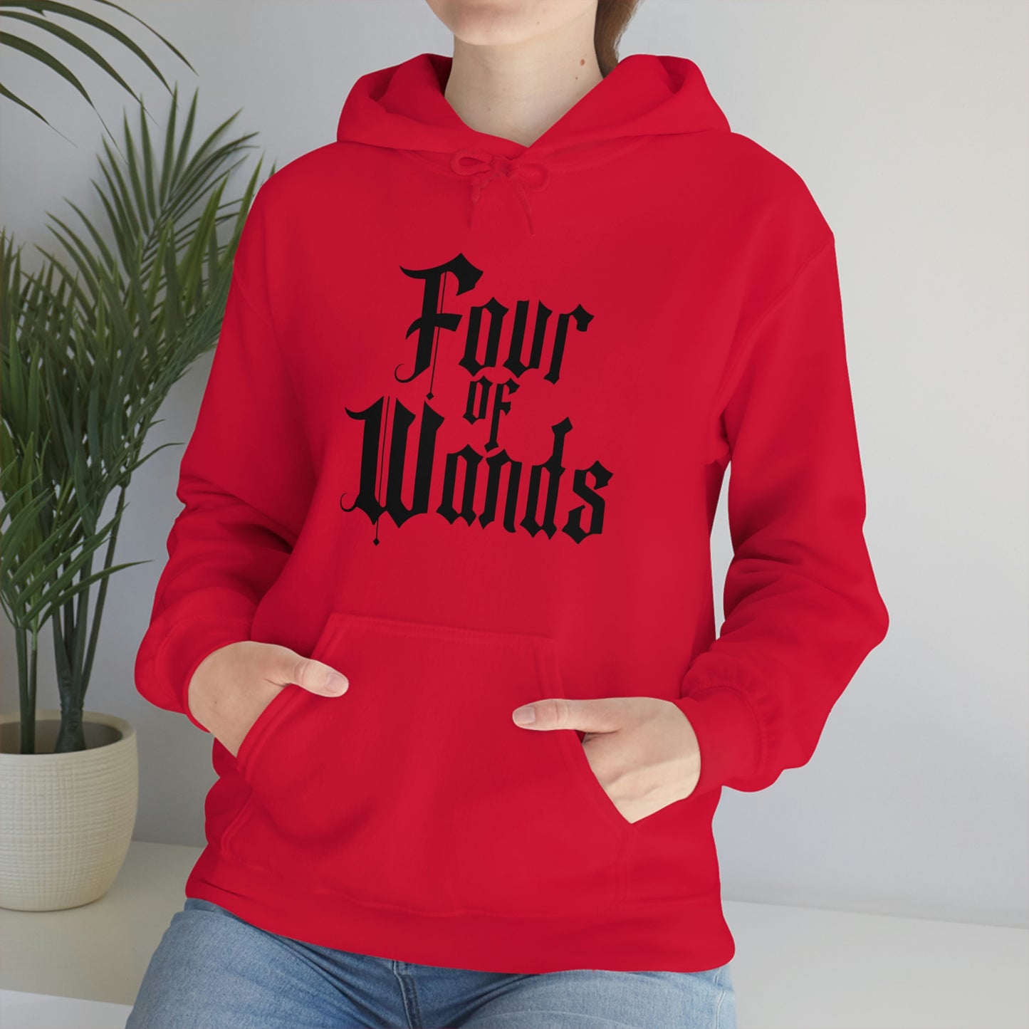 Four of Wands Black Logo Unisex Heavy Blend™ Hooded Sweatshirt