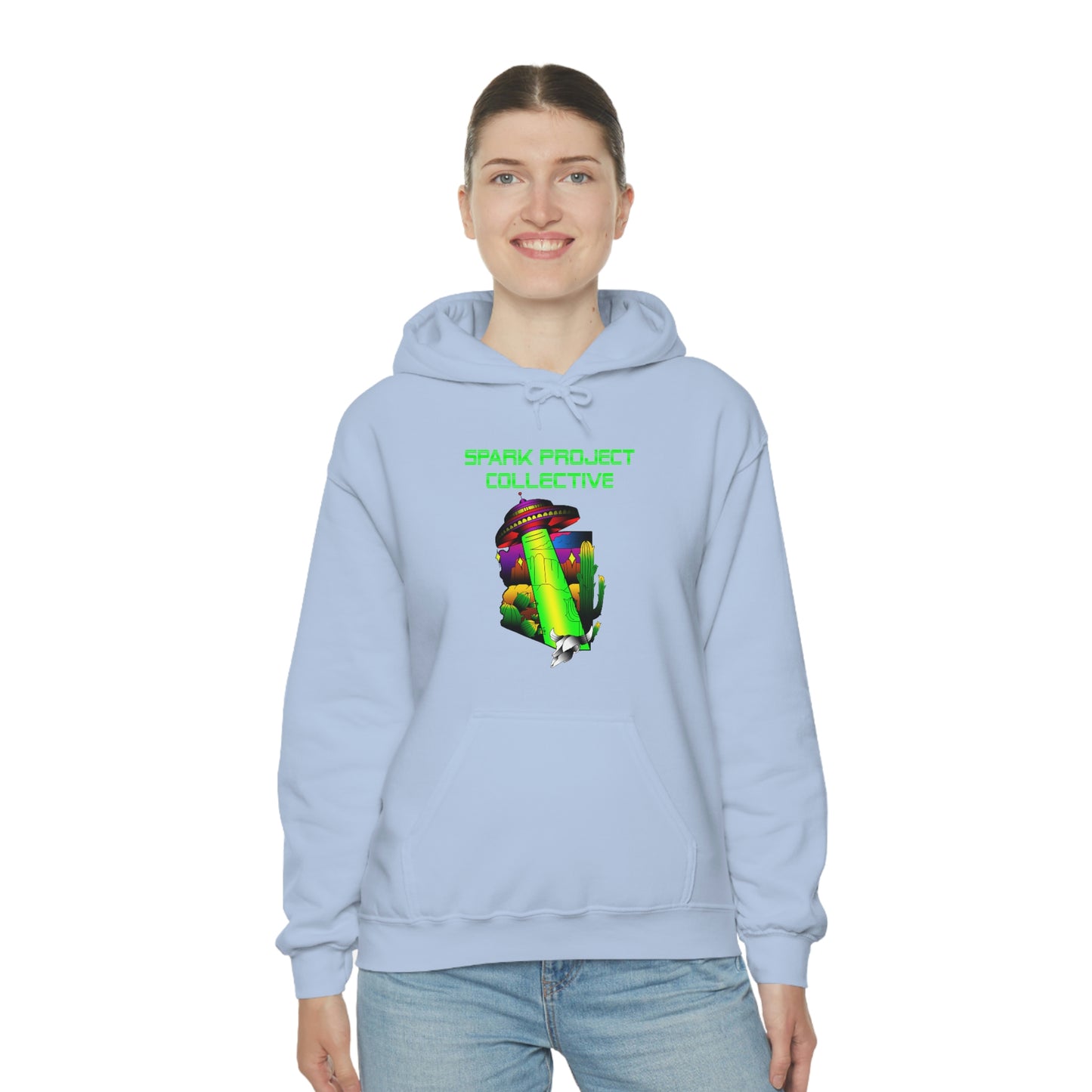 UFO Spark Green Font Unisex Heavy Blend™ Hooded Sweatshirt