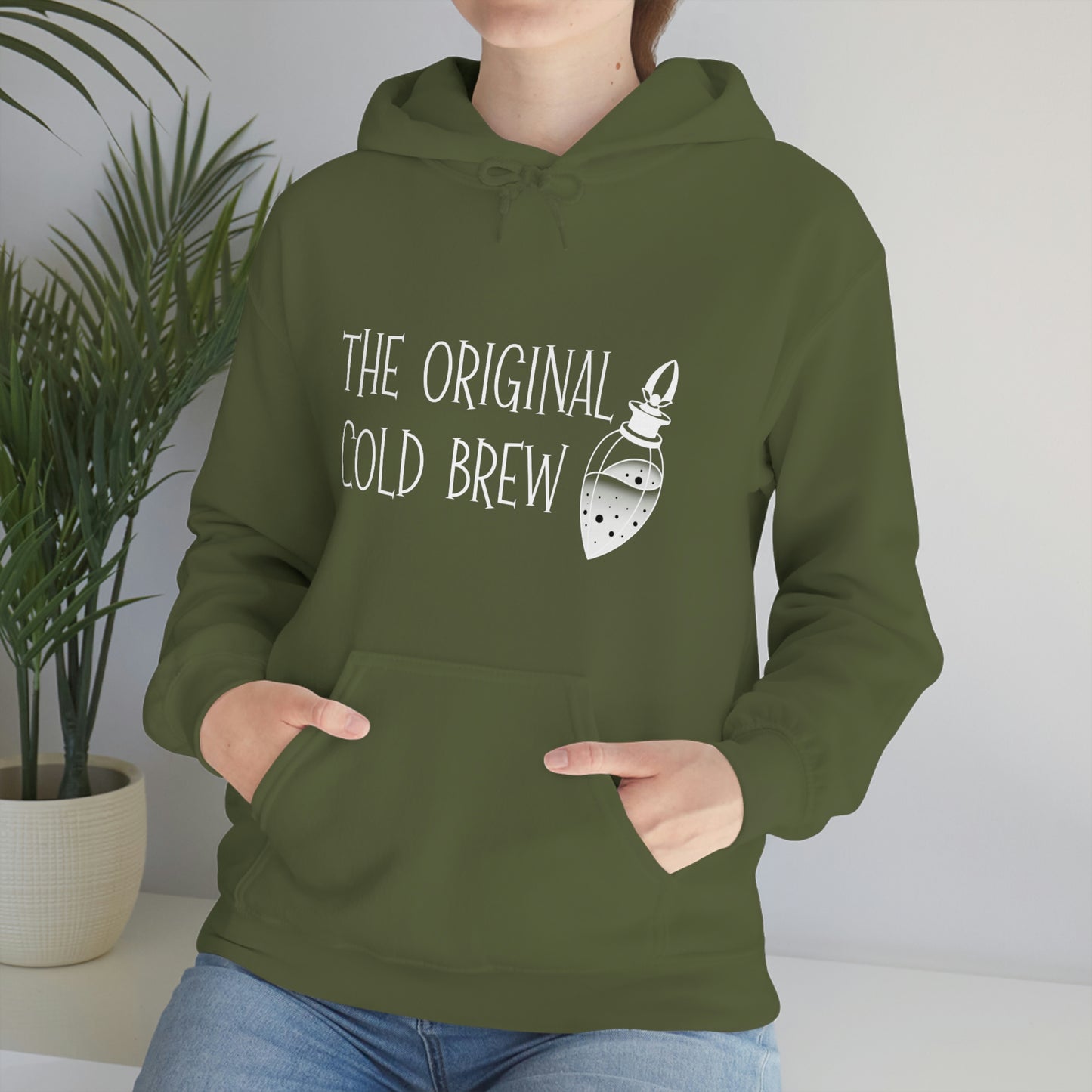 The Original Cold Brew White Font Unisex Heavy Blend™ Hooded Sweatshirt