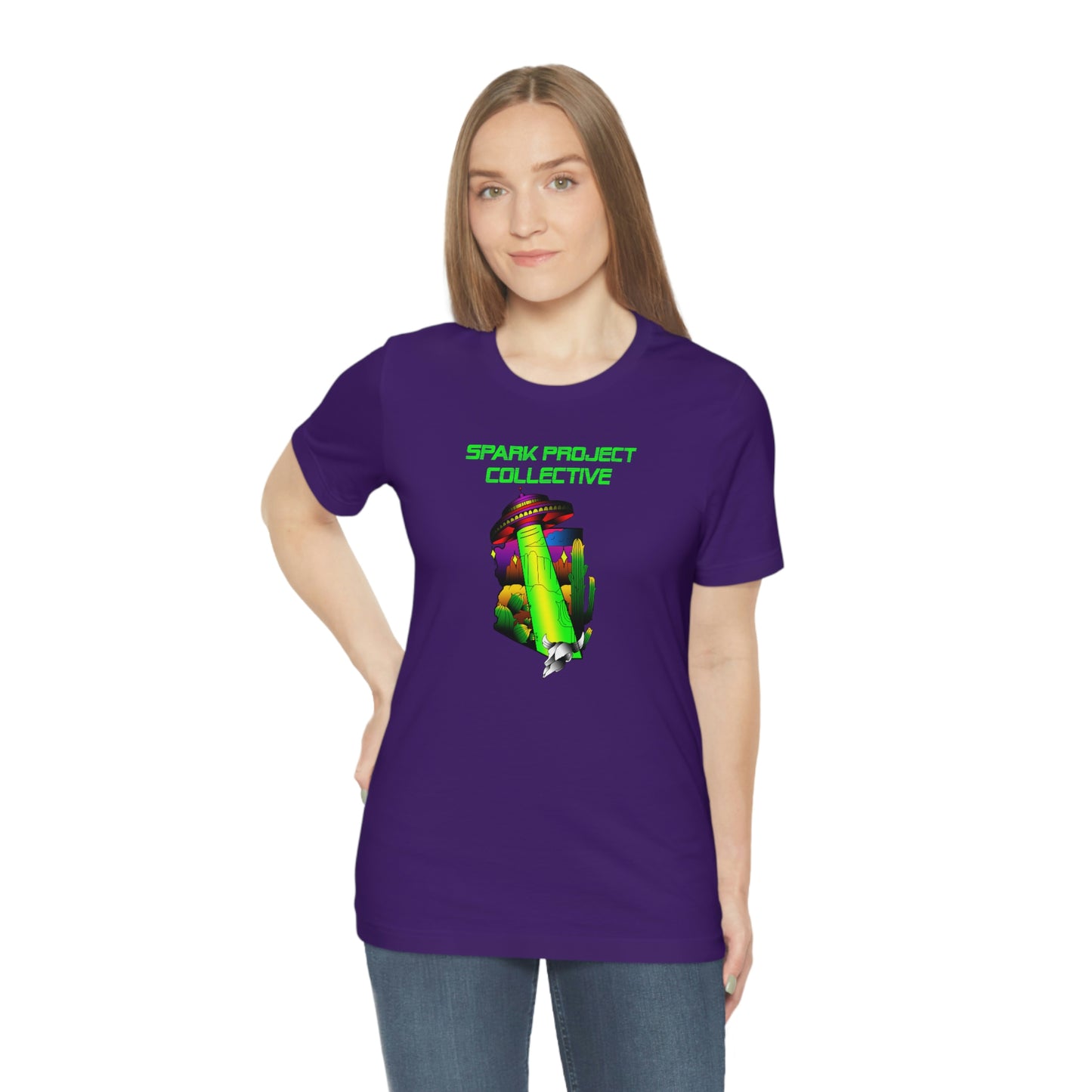 UFO Spark Green Font unisex jersey short sleeve tee