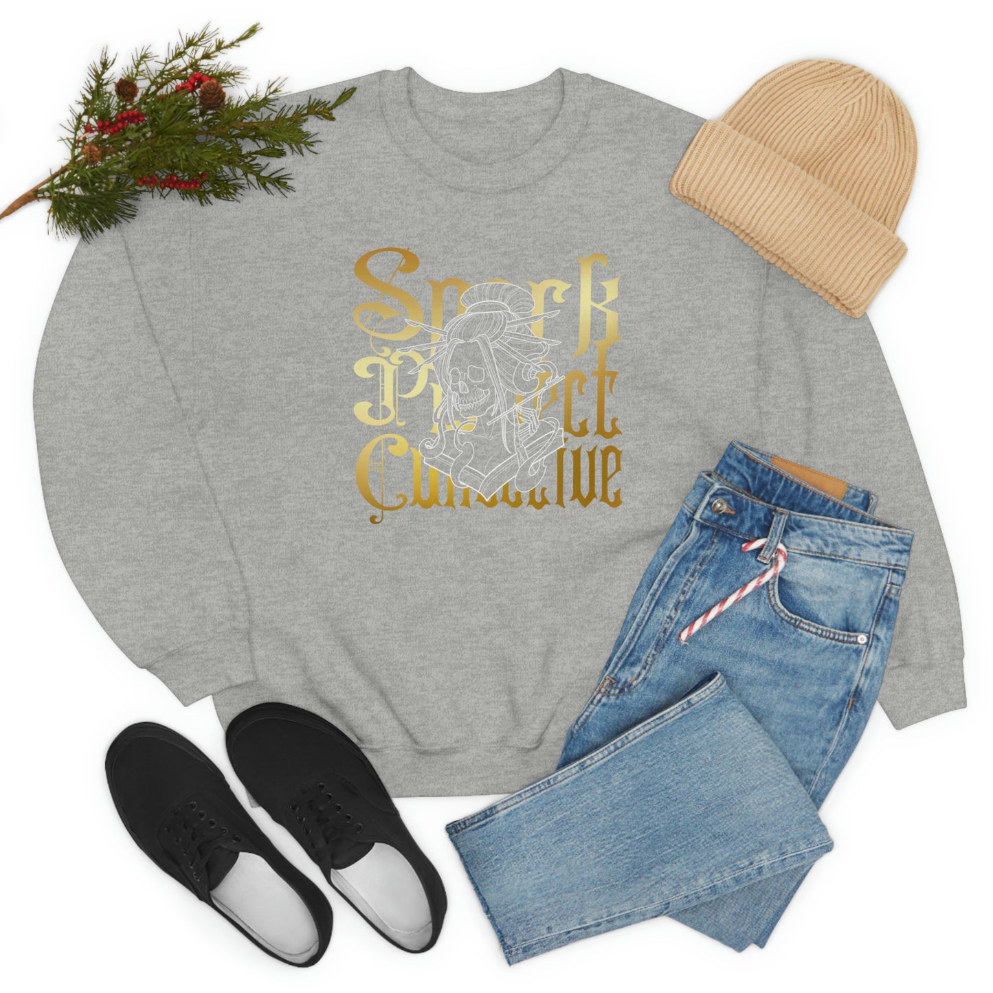 Japanese Spark Gold Font unisex heavy blend crewneck sweatshirt