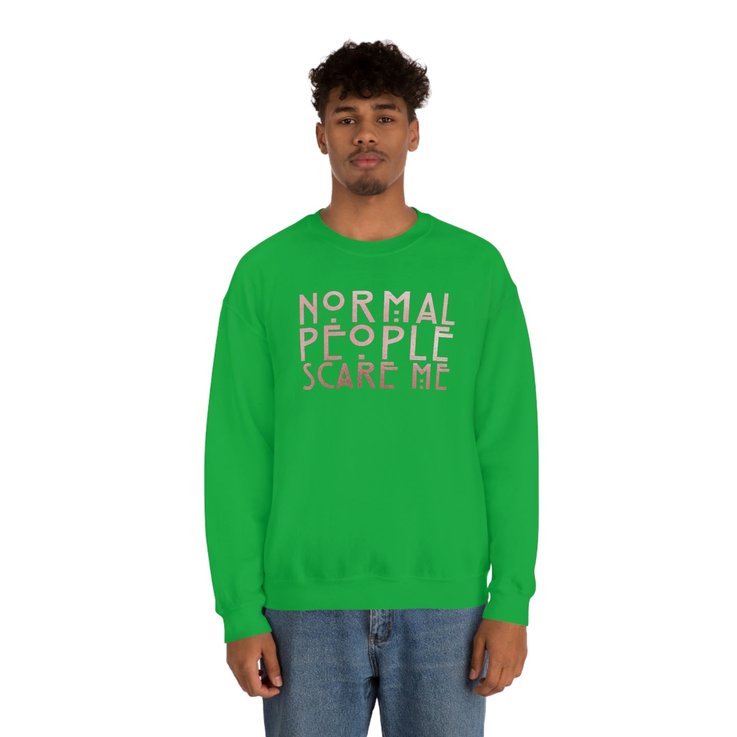 Normal People Scare Me Pink unisex heavy blend crewneck sweatshirt