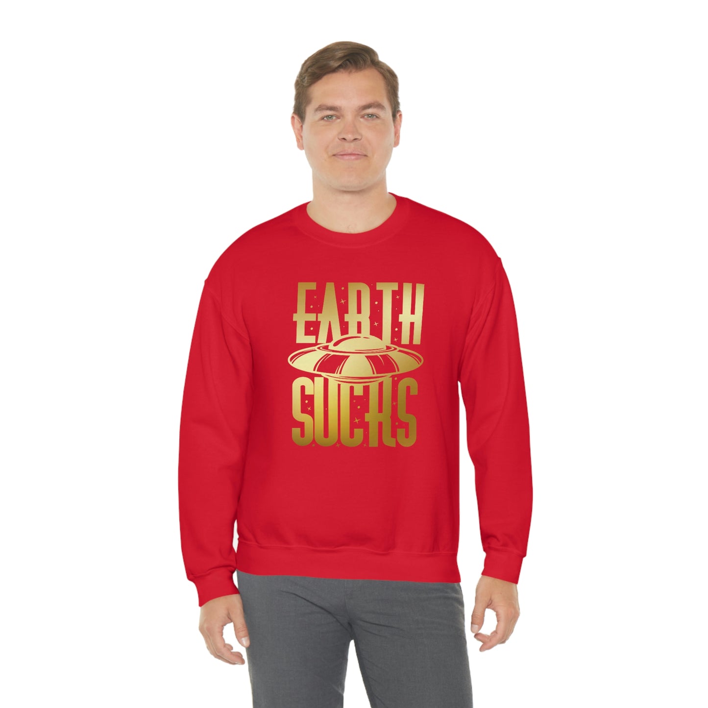 Earth Sucks Gold Font unisex heavy blend crewneck sweatshirt