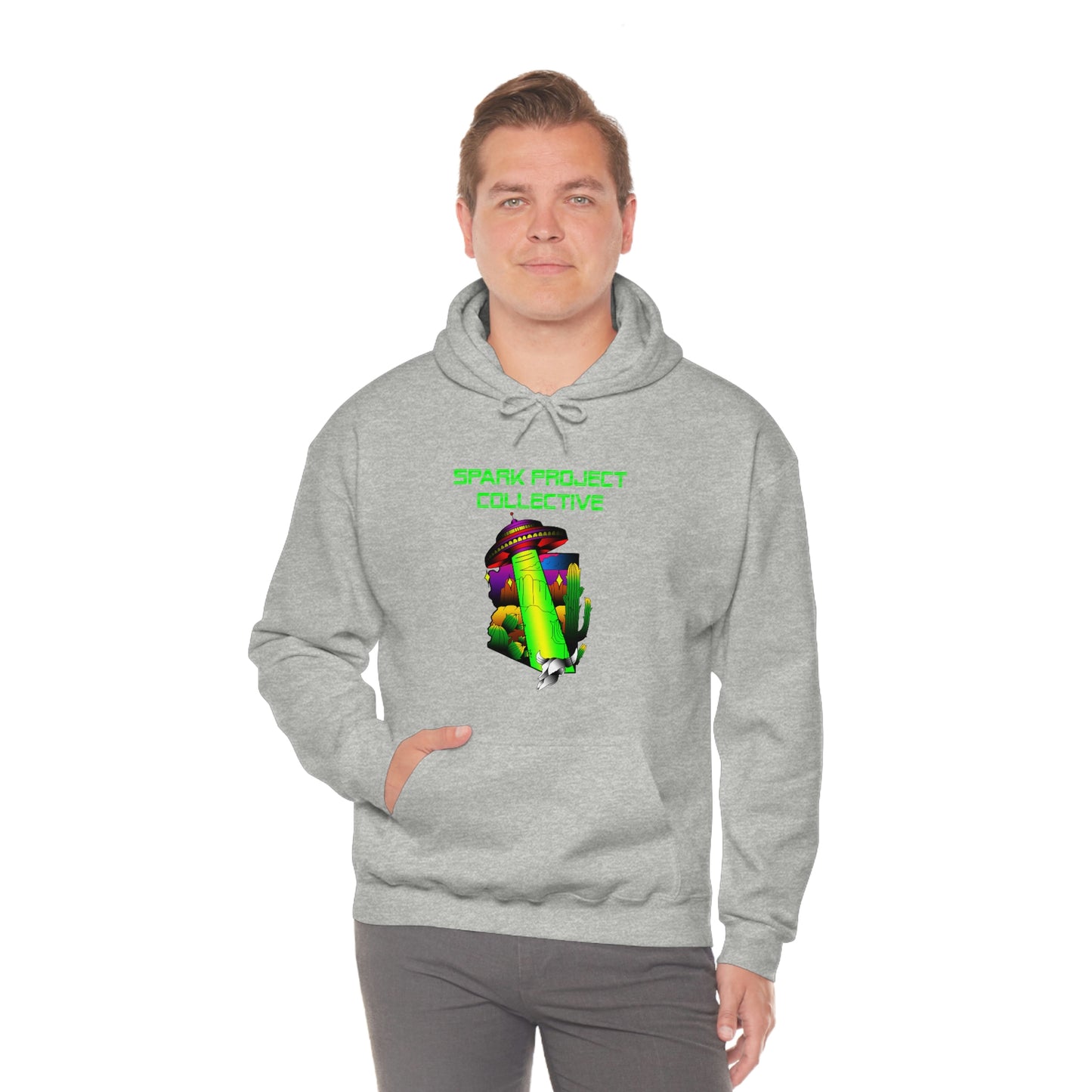 UFO Spark Green Font Unisex Heavy Blend™ Hooded Sweatshirt