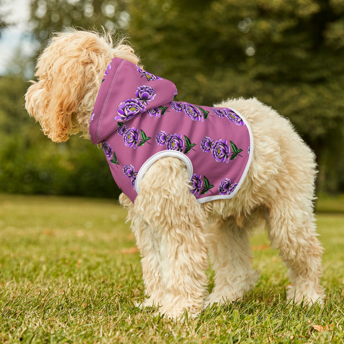 Flower Pattern Lt Pink Dog Hoodie