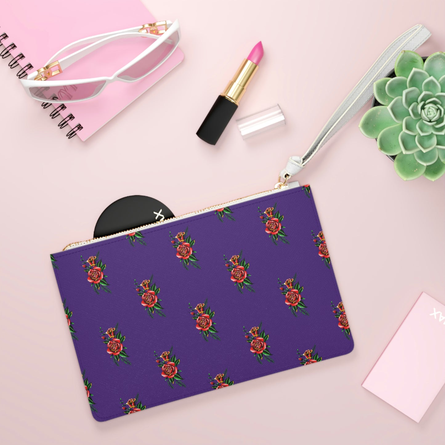 Rose, Purple Clutch Bag