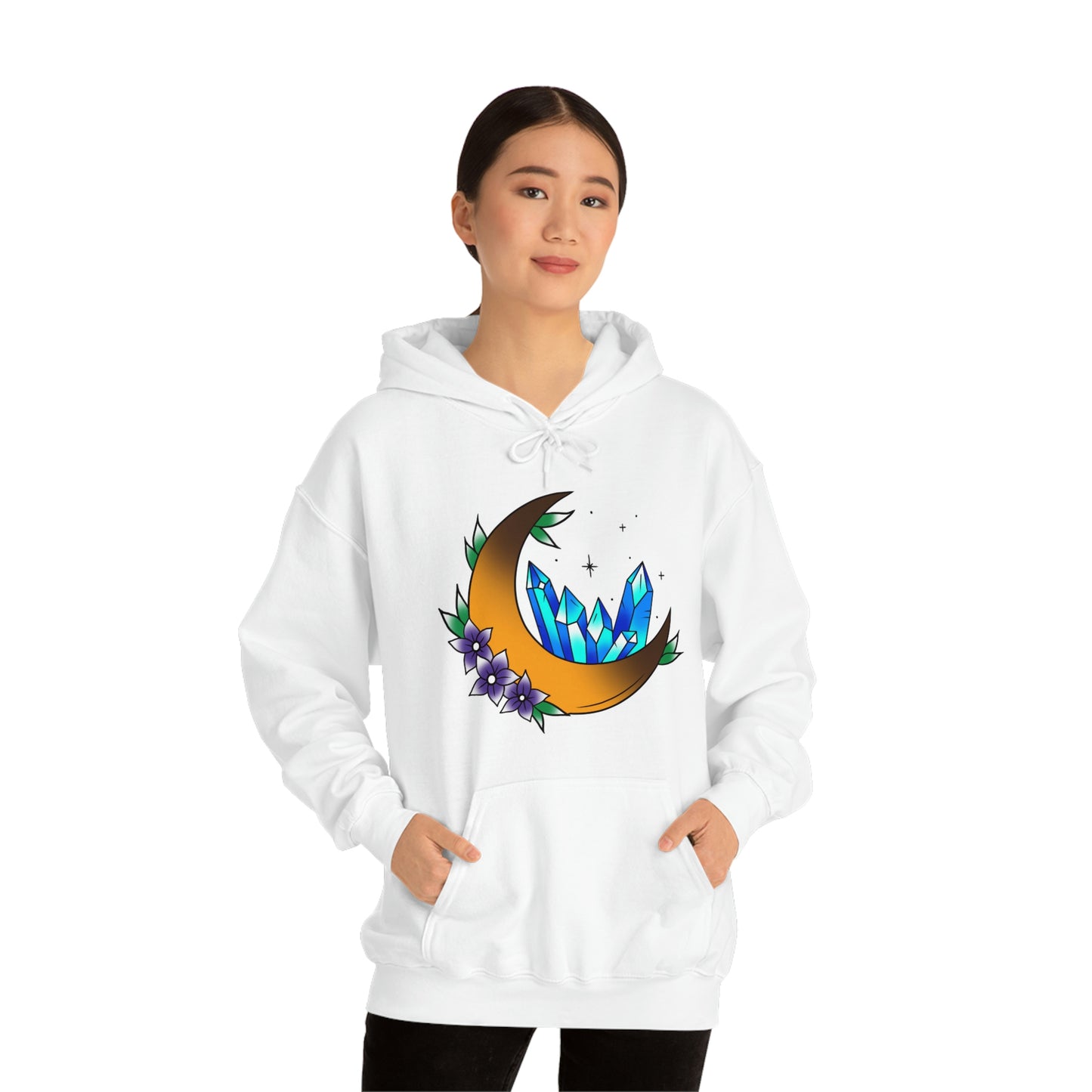 Blue Crystal Flower Unisex Heavy Blend™ Hooded Sweatshirt