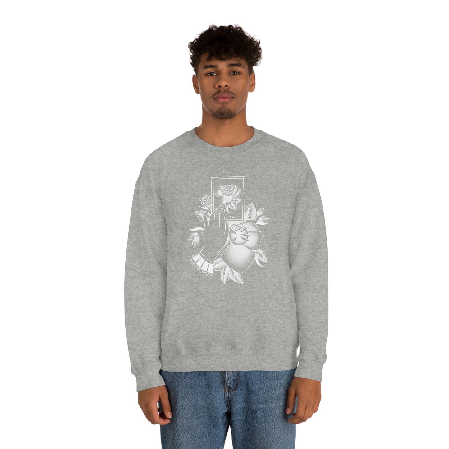 Rosa Card Shaded White unisex heavy blend crewneck sweatshirt