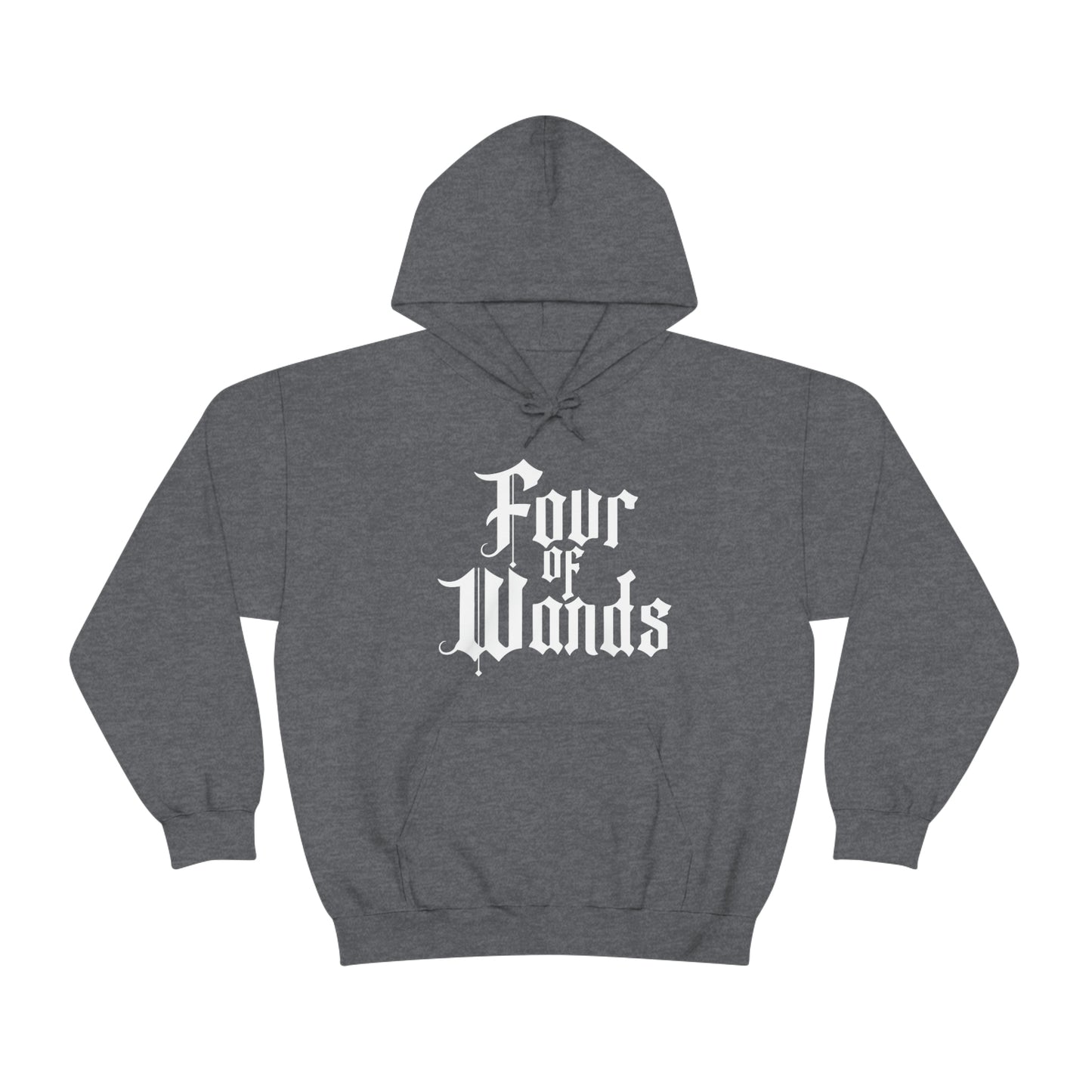 Four of Wands White Logo Unisex Heavy Blend™ Hooded Sweatshirt