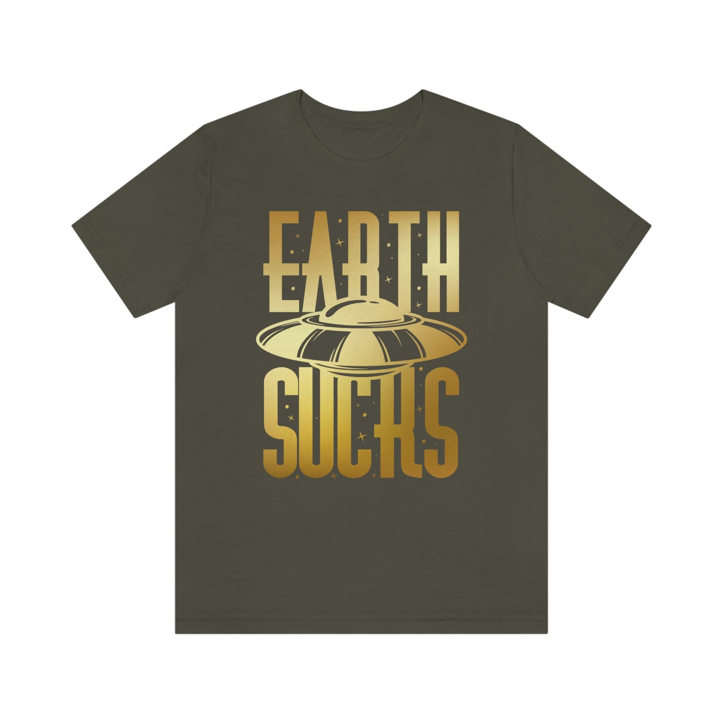 Earth Sucks Gold Font Unisex Jersey Short Sleeve Tee