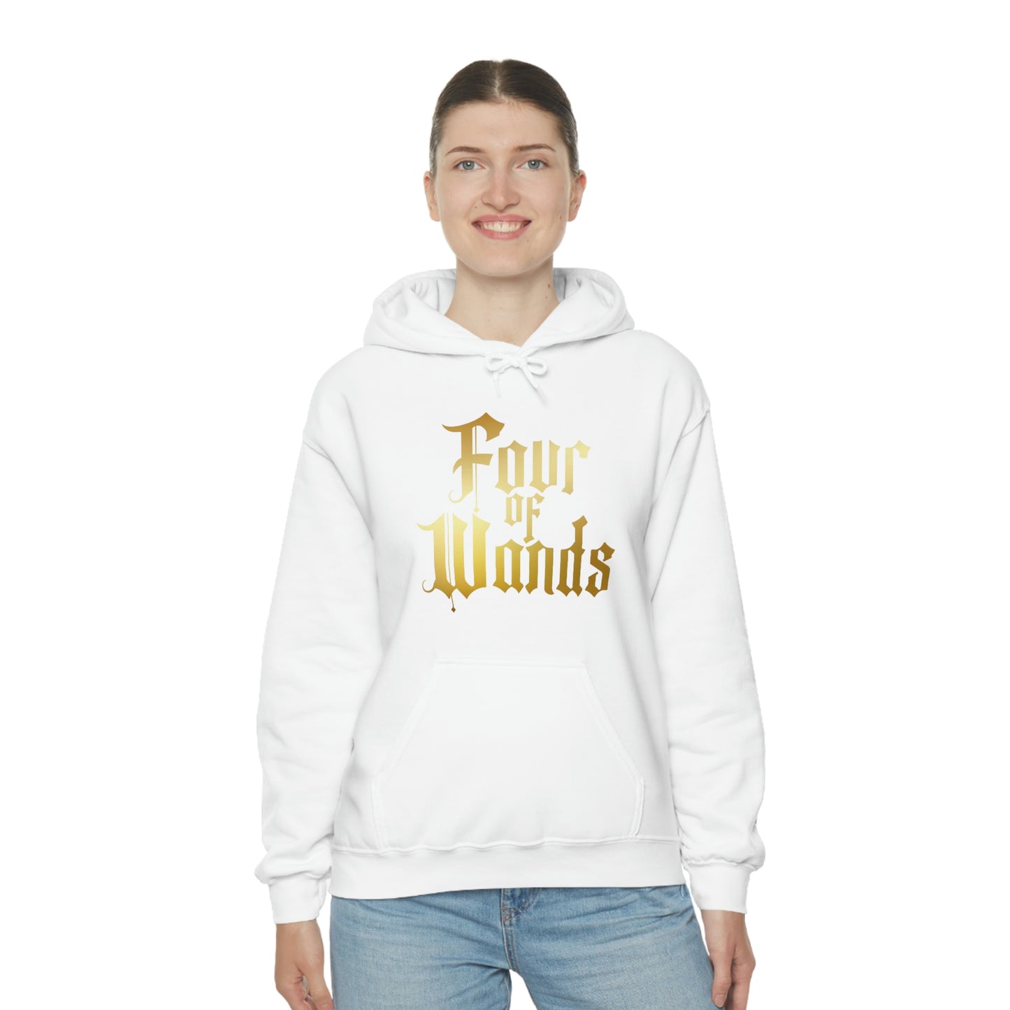 Four of Wands Gold Logo Unisex Heavy Blend™ Hooded Sweatshirt