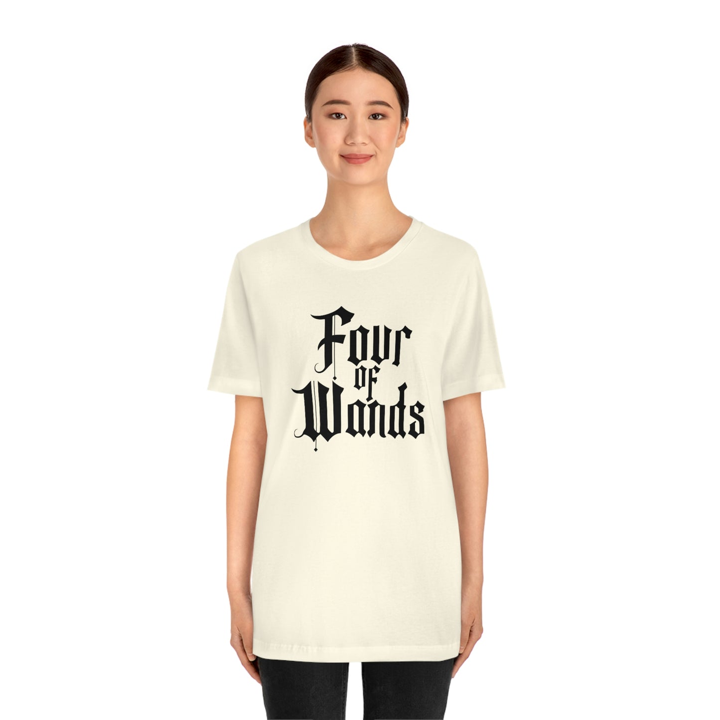 Four of Wands Black Logo Unisex Jersey Short Sleeve Tee