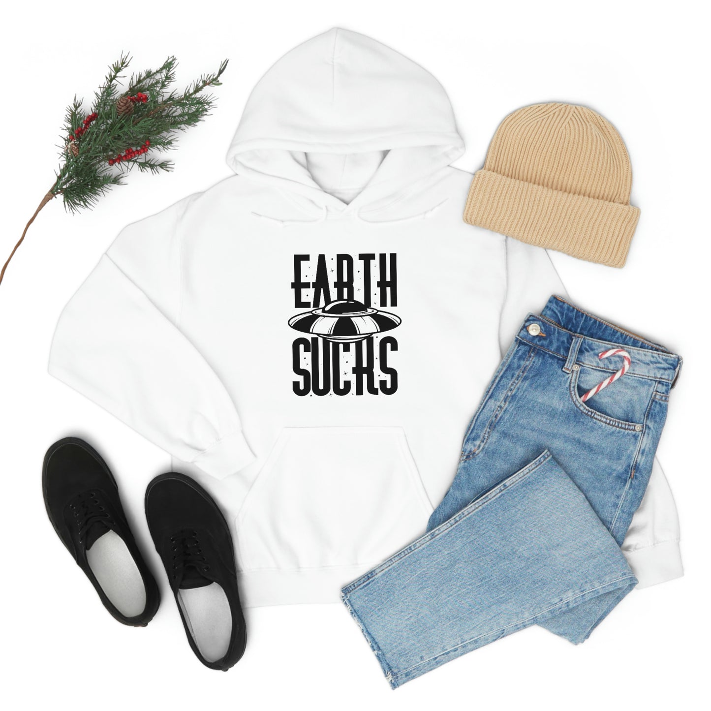 Earth Sucks Black Font Unisex Heavy Blend™ Hooded Sweatshirt