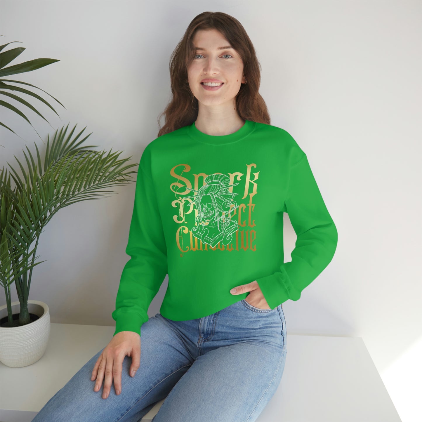 Japanese Spark Gold Font unisex heavy blend crewneck sweatshirt