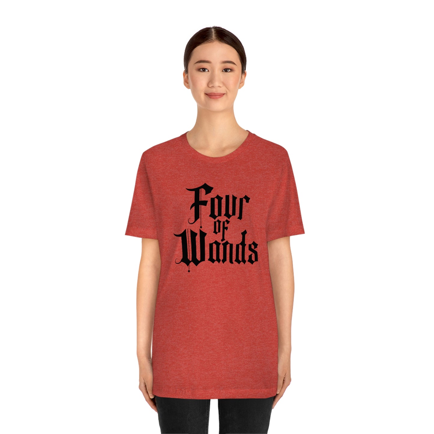 Four of Wands Black Logo Unisex Jersey Short Sleeve Tee