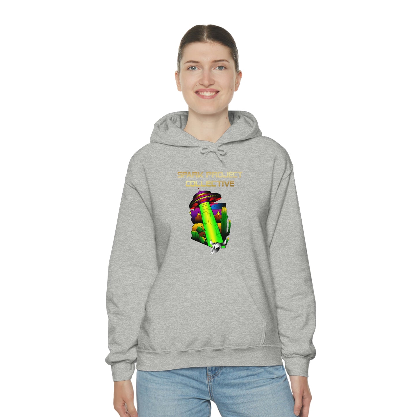 UFO Spark Gold Font Unisex Heavy Blend™ Hooded Sweatshirt