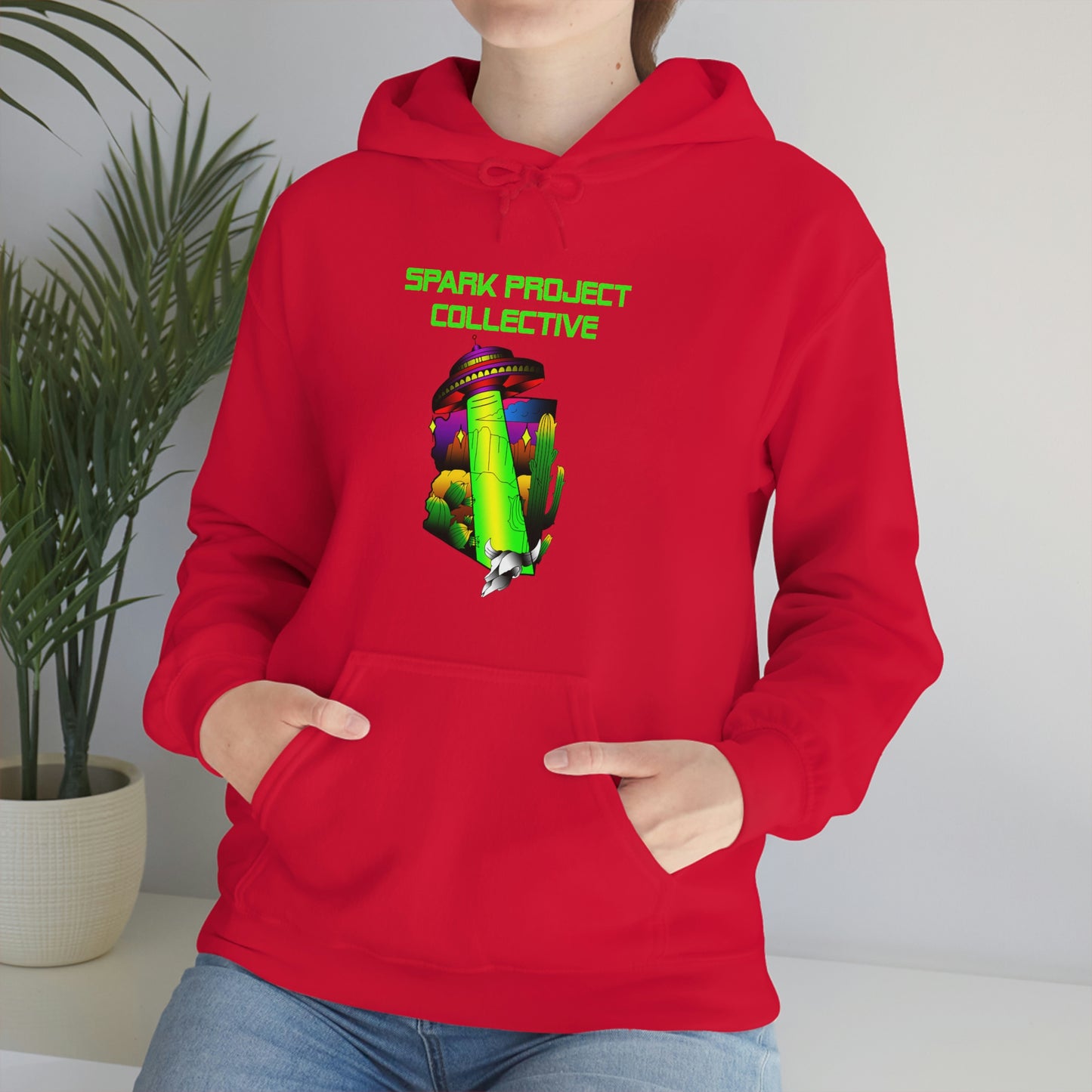 UFO Spark Green Font Unisex Heavy Blend™ Hooded Sweatshirt