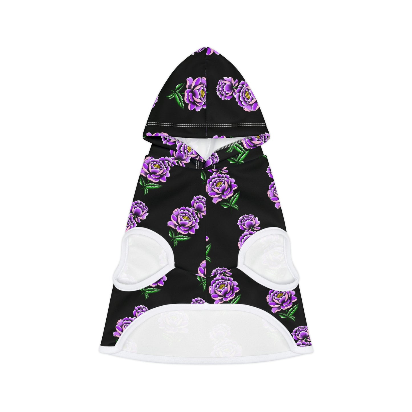 Flower Pattern Black Dog Hoodie