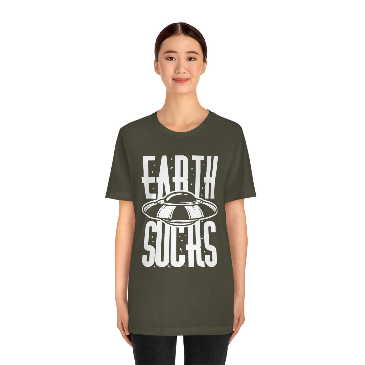 Earth Sucks White Font Unisex Jersey Short Sleeve Tee