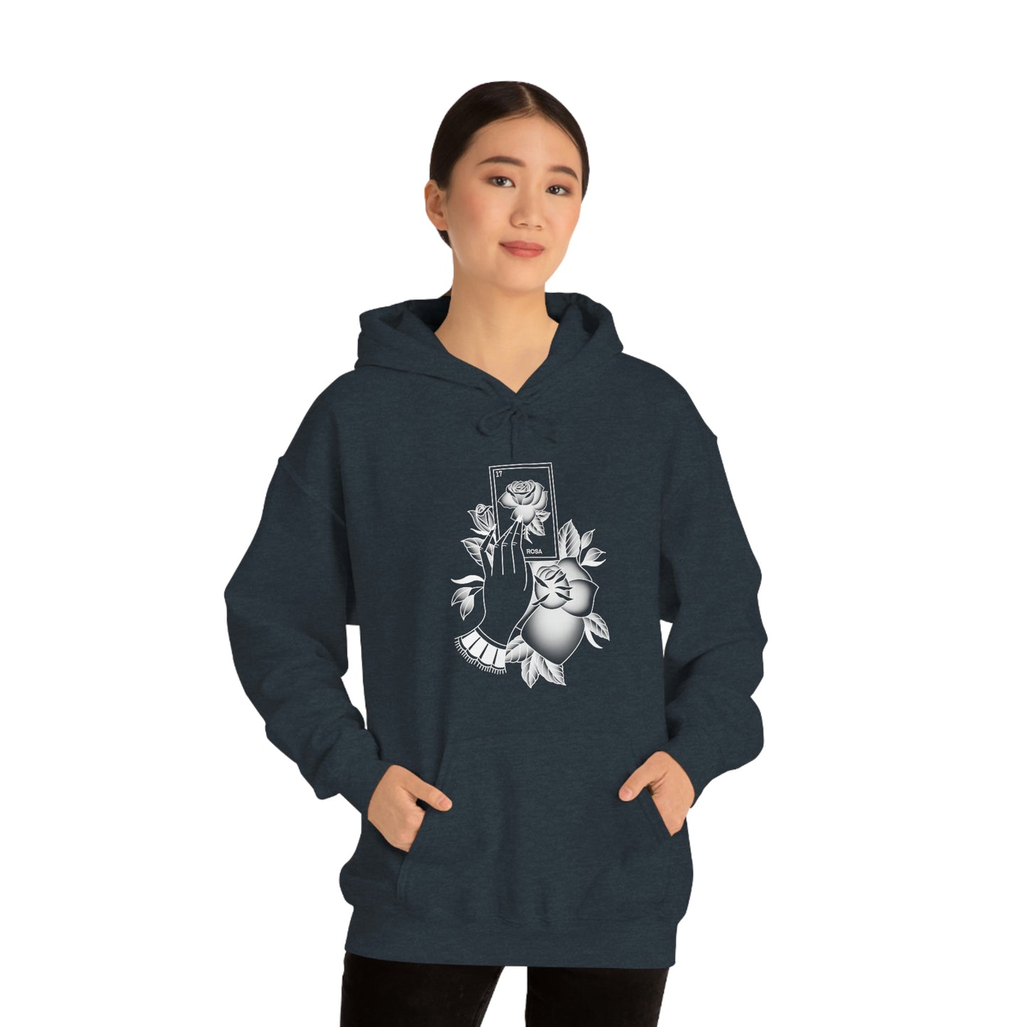 Rosa Card White Shaded Unisex Heavy Blend™ Hooded Sweatshirt